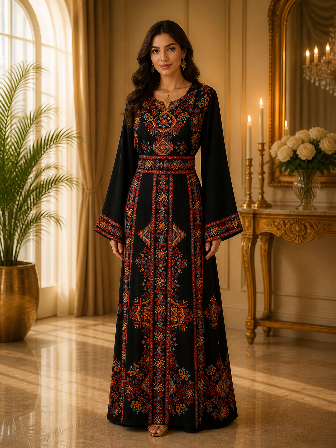 Palestinian Embroidered Dress – Classic Tatreez Style