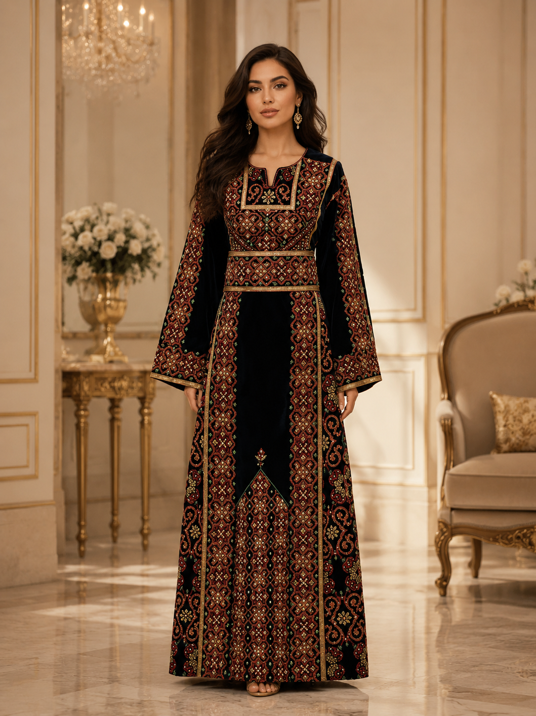 Thoub De Terciopelo Con Strass