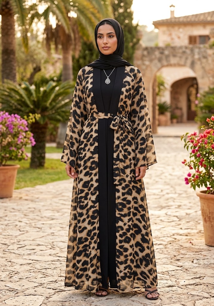 Leopard Flow Abaya Set
