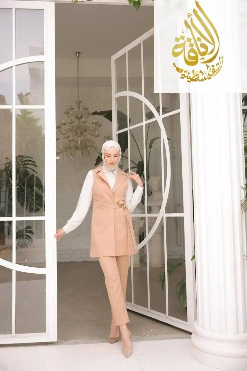 3 Pieces Outfts Sleeves Suit Vest Palestinian Elegance