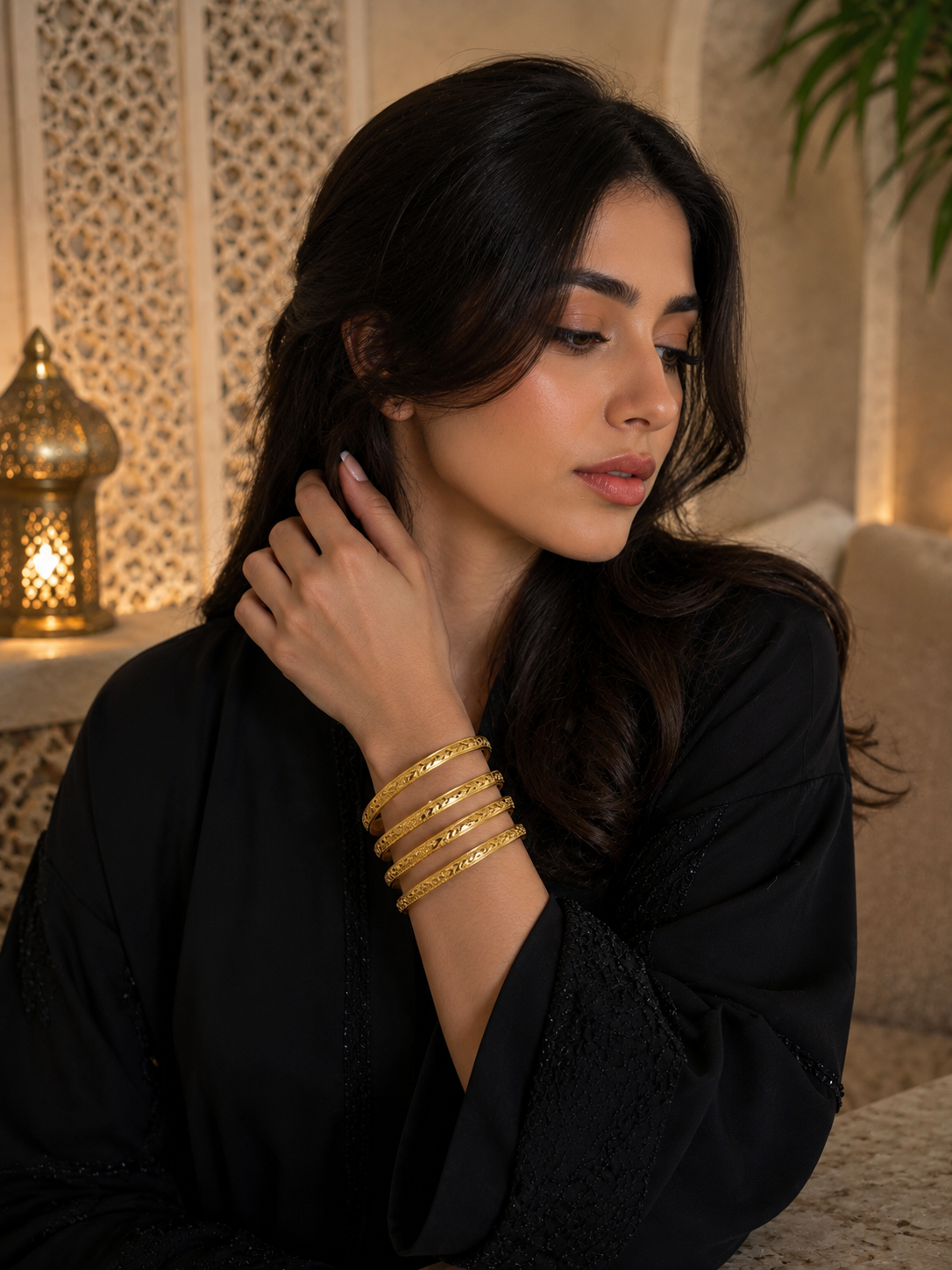 Najwa Bangles with Imitated Gold Design a Set of 4 Bangles