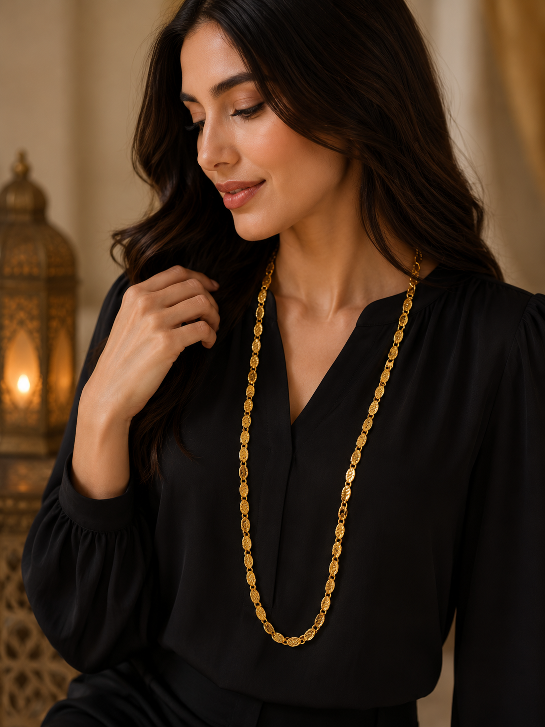 Halabi Gold-Tone Necklace – 100 cm