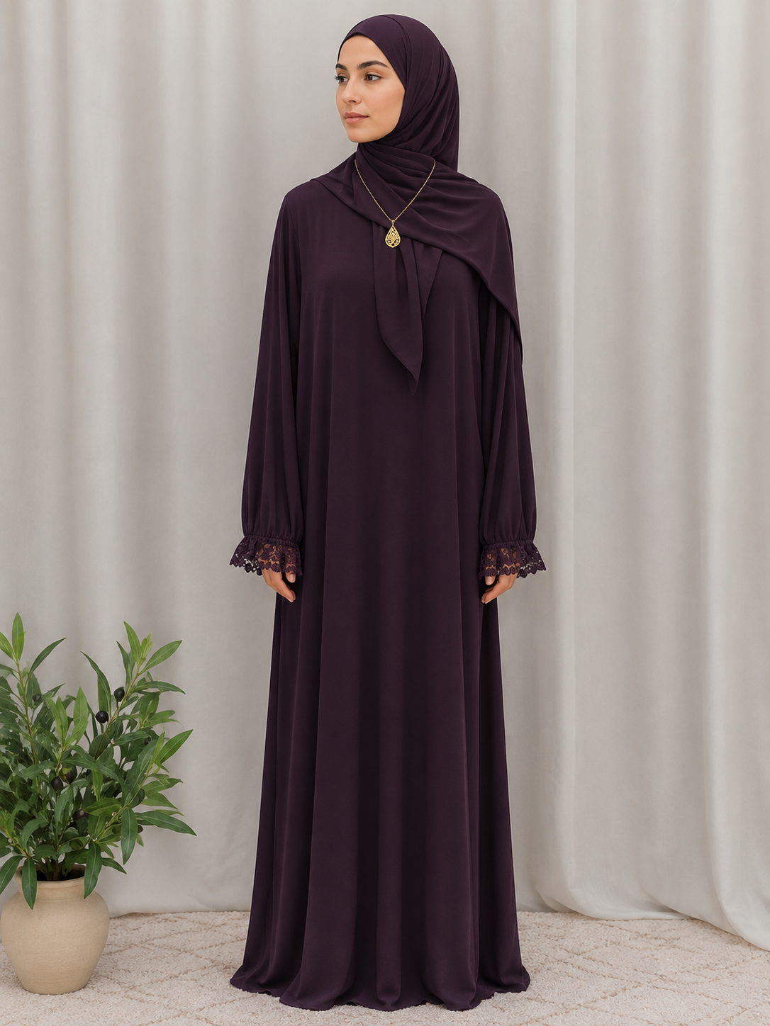 Samar Premium Prayer Dress with Attached Hijab - Effortless Salah Preparation