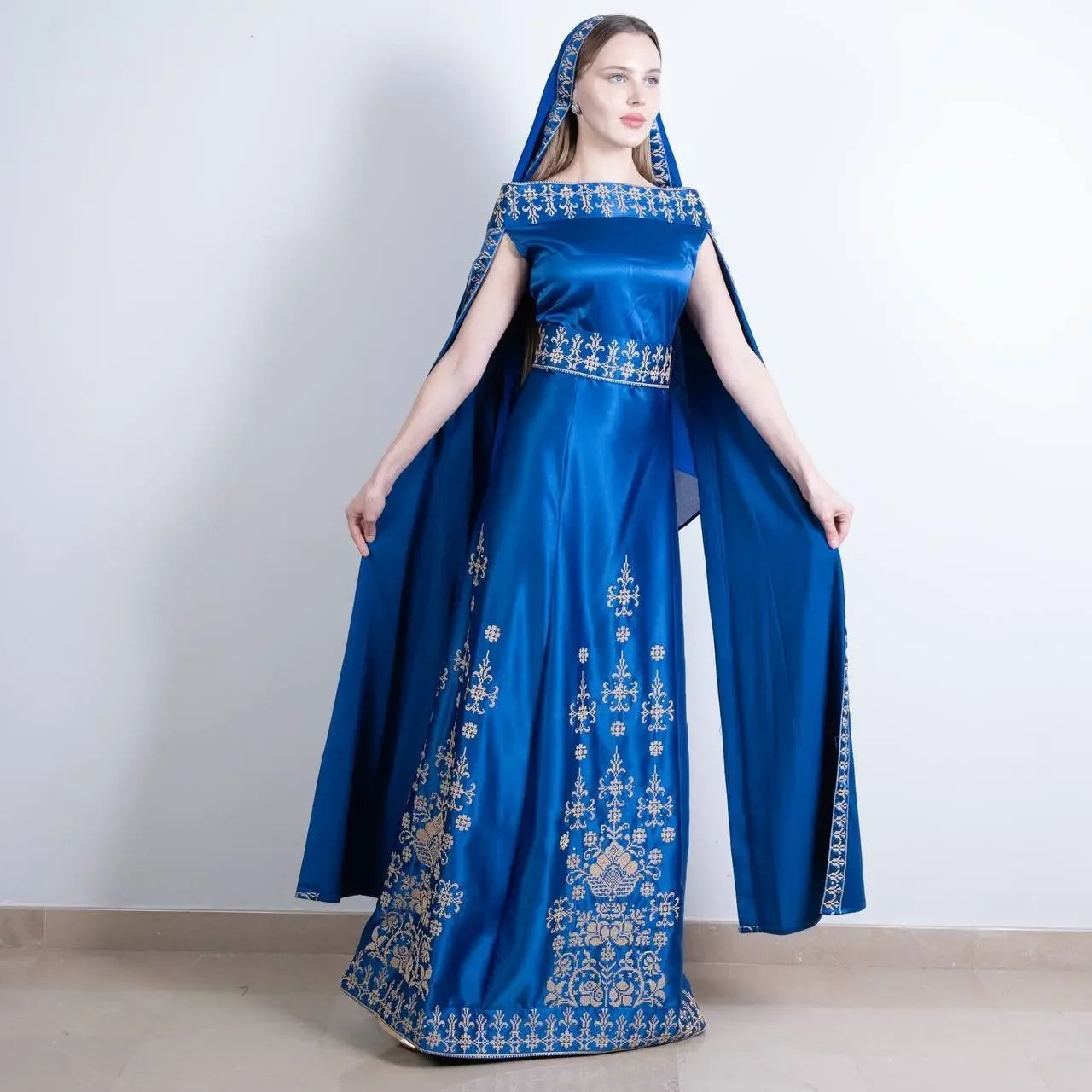 Modern Luxury: The Nada Embroidered Modern Thoub Palestinian Elegance