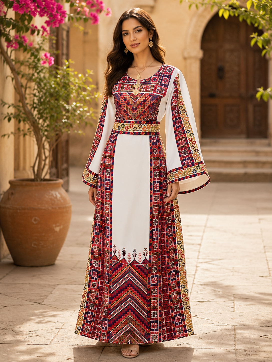 Azhar Atameen Embroidered Thoub by Palestinian Elegance