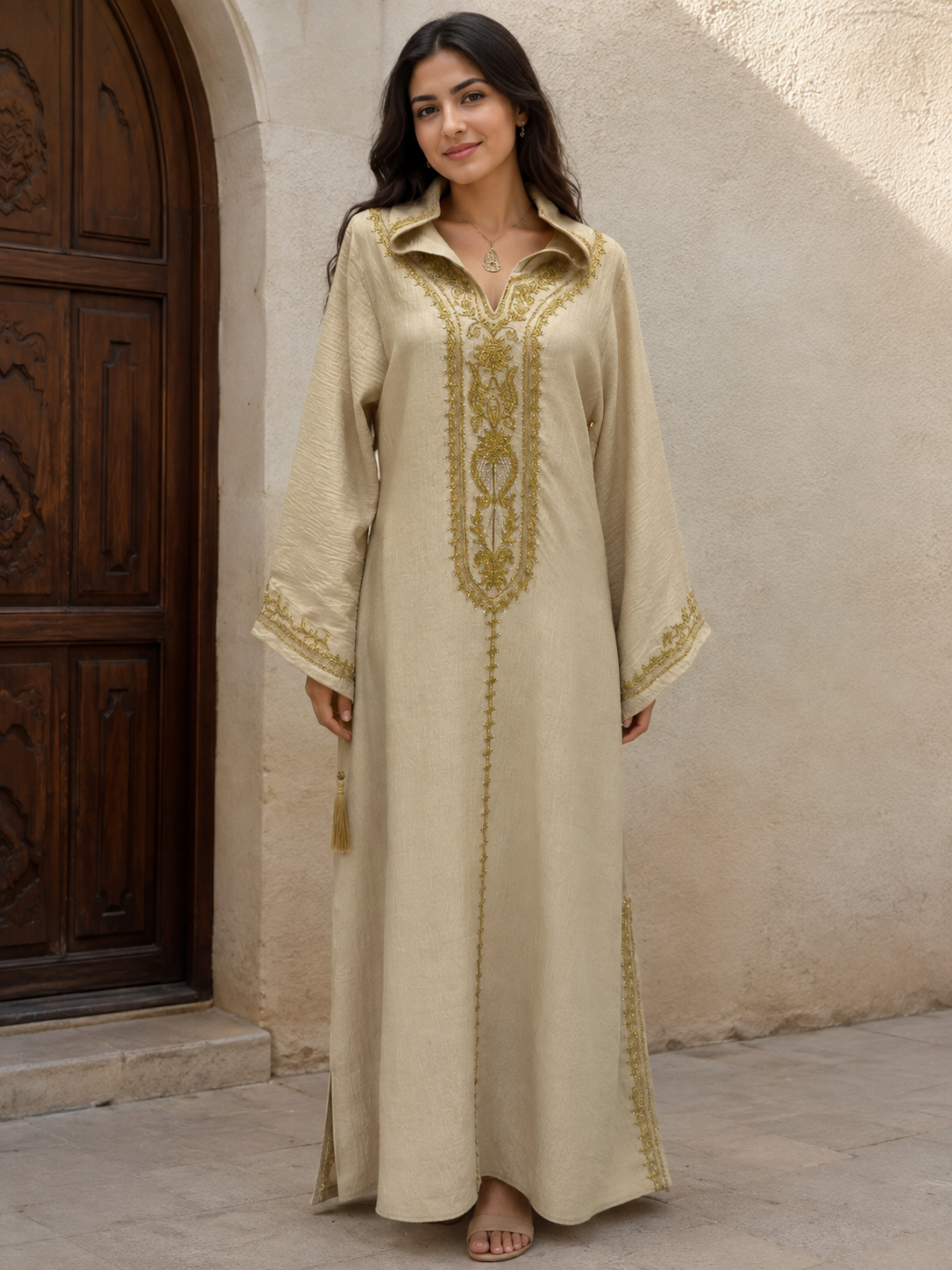 Moroccan Embroidered Djellaba For An Elegant Cultural