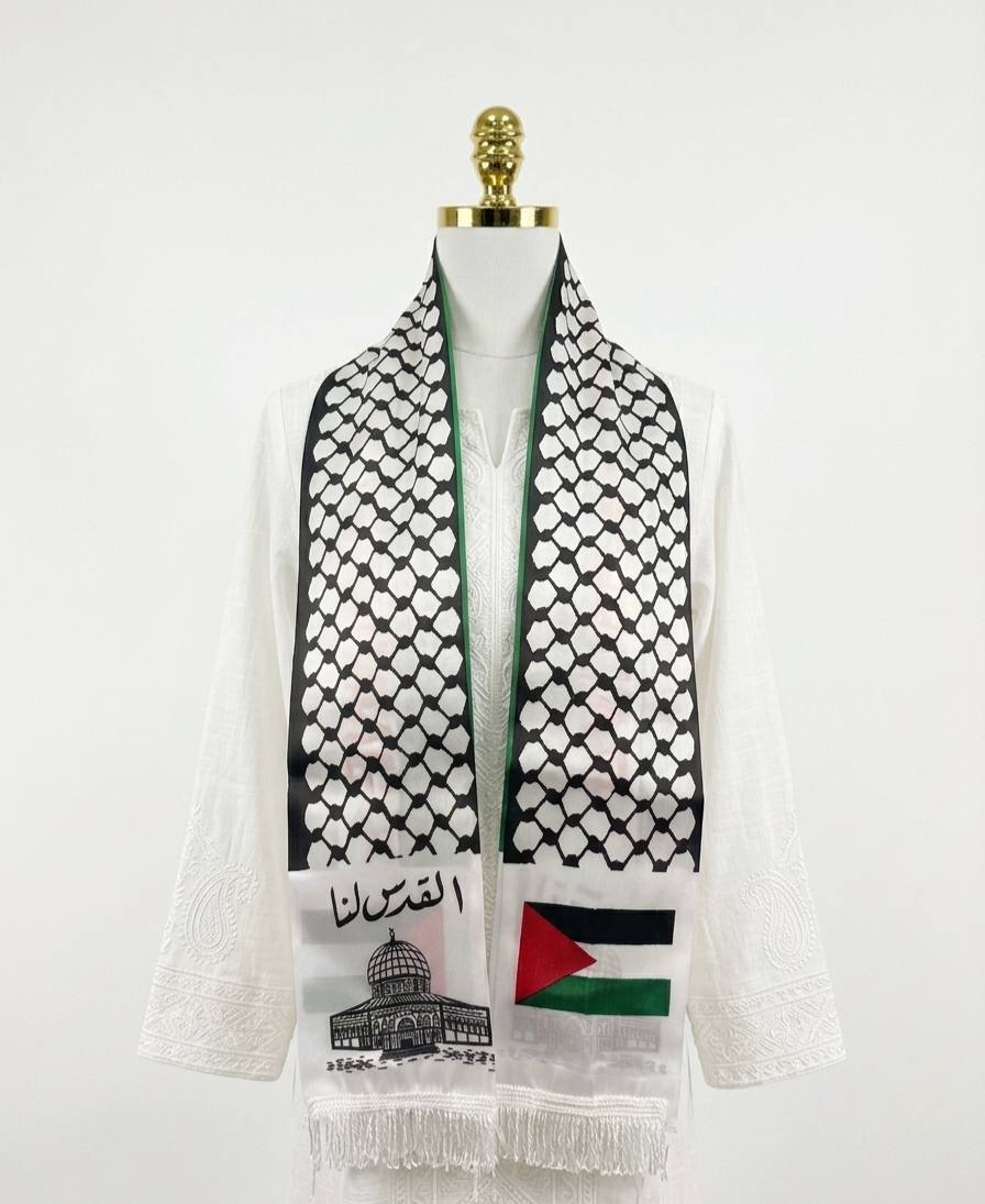 Bufanda palestina- Fabricada en seda - Estampado Al-Quds