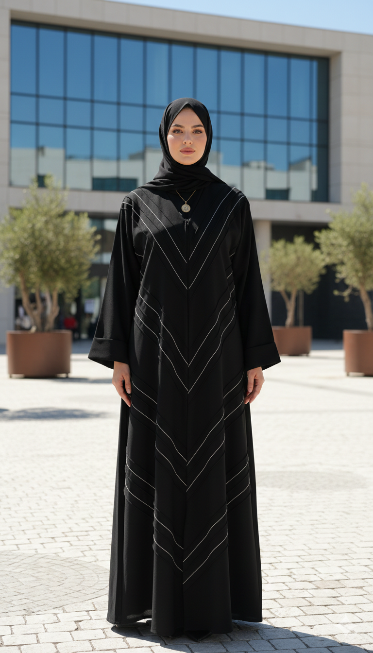 Royal Wave Abaya - Palestinian Elegance