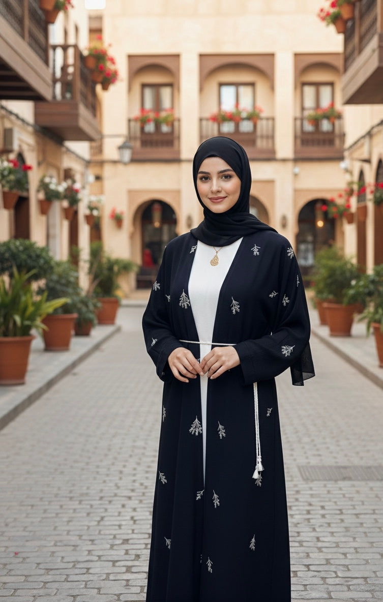 Palm Whisper 3-Piece Abaya Set