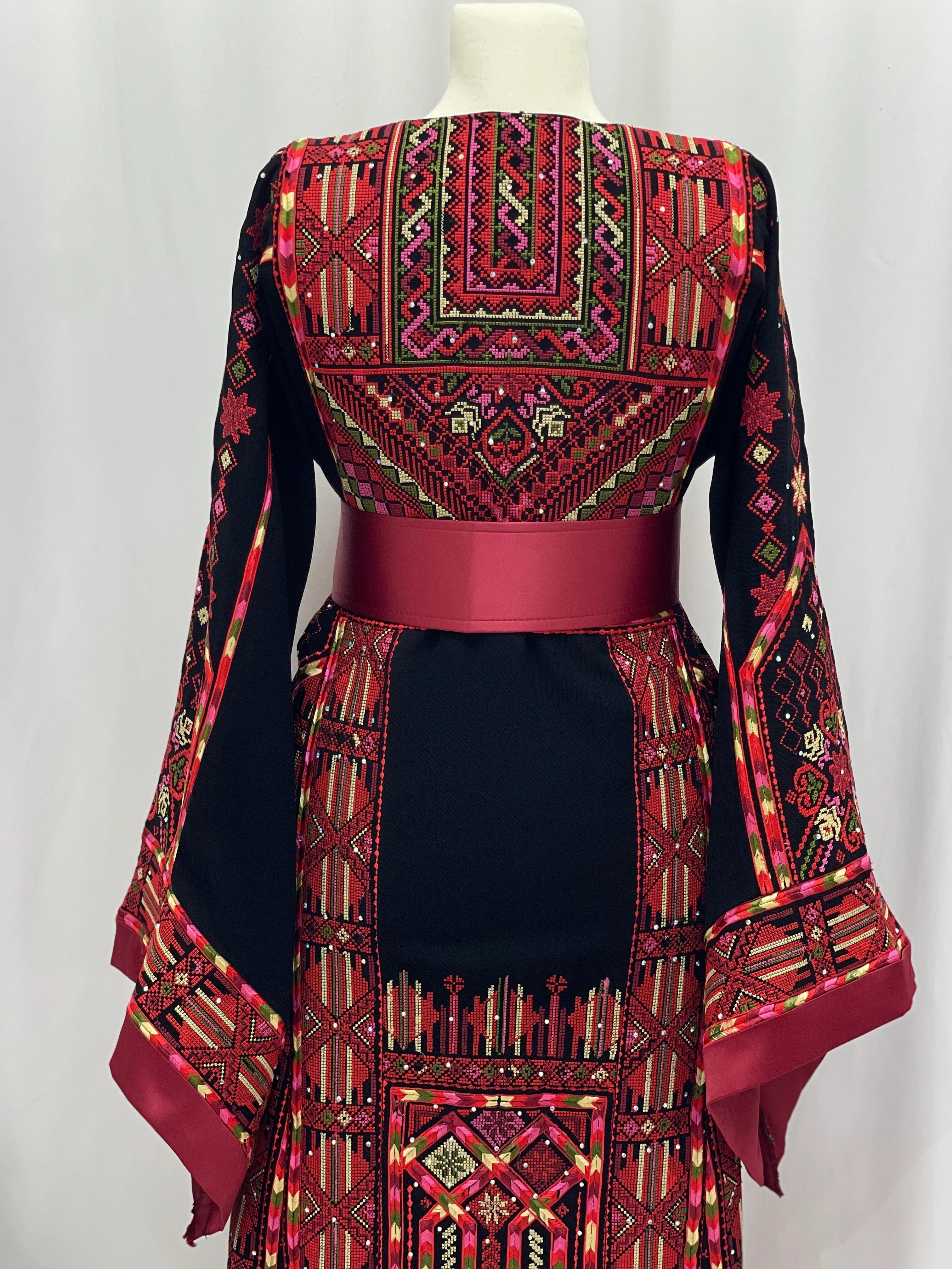 Layali Embroidered Palestinian Thobe – With Two Matching Belts” - Palestinian Elegance