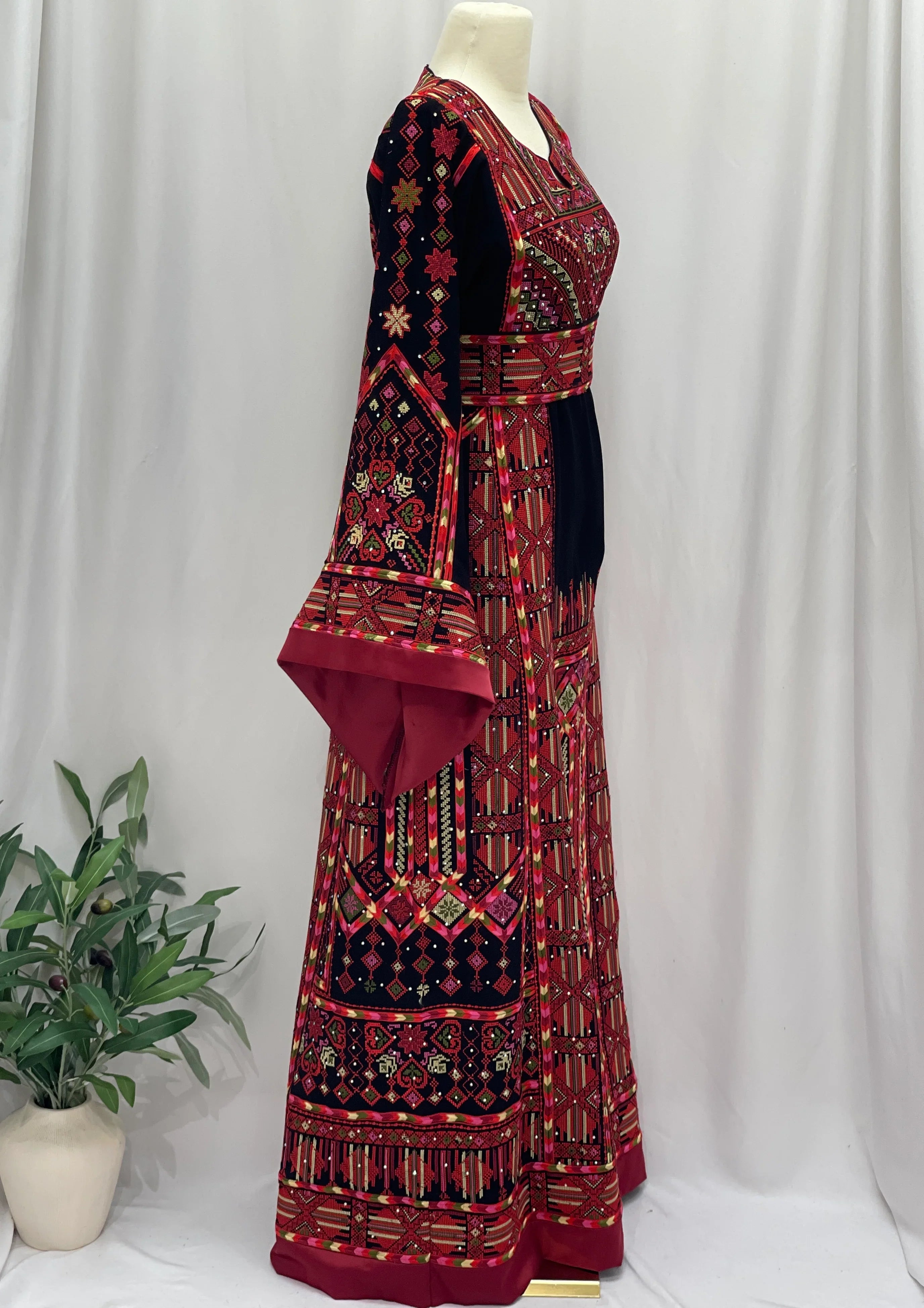 Layali Embroidered Palestinian Thobe – With Two Matching Belts” - Palestinian Elegance