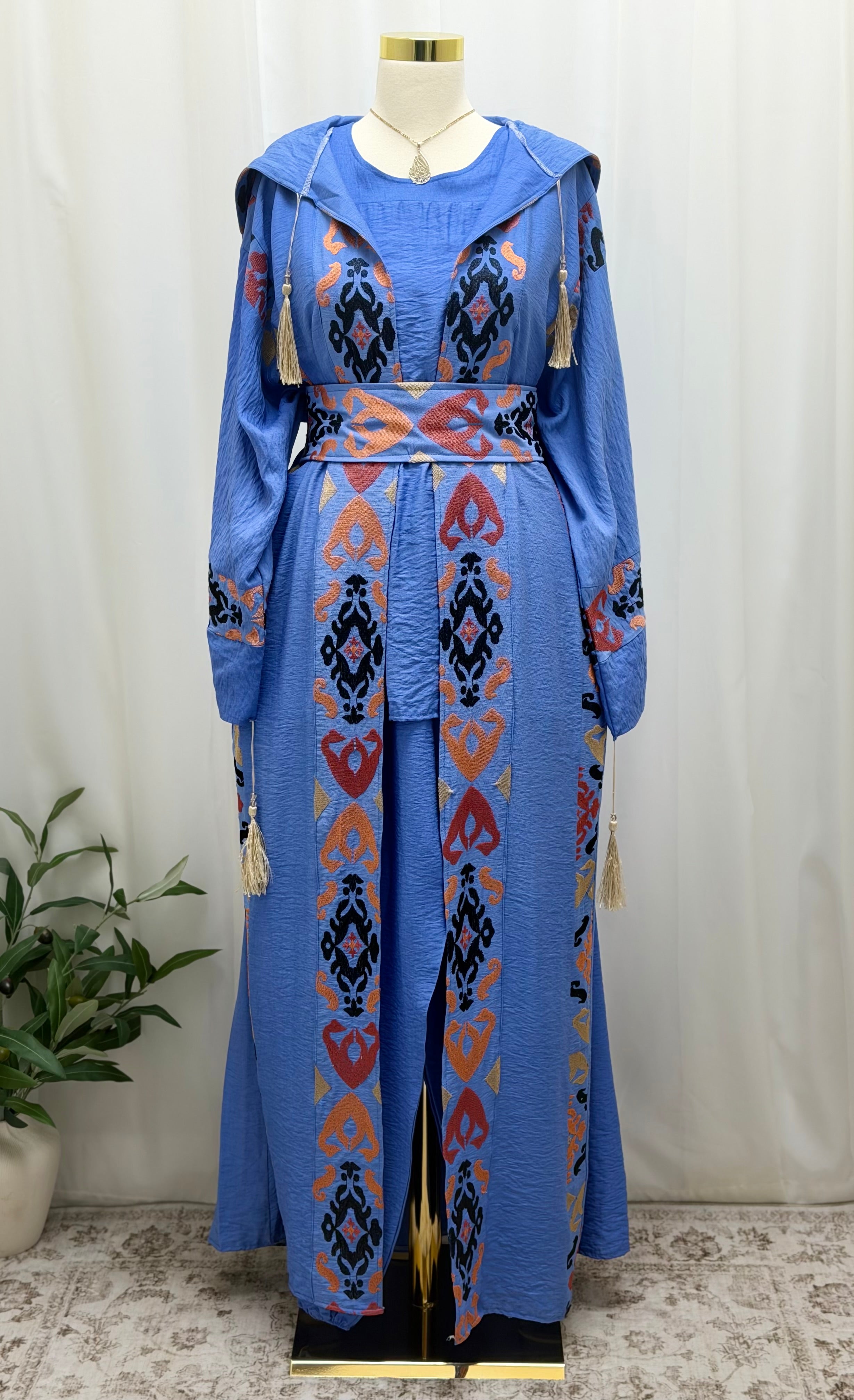 3-Piece Lightweight Soft Linen Women's Abaya Set - Modern and Comfortable Design
