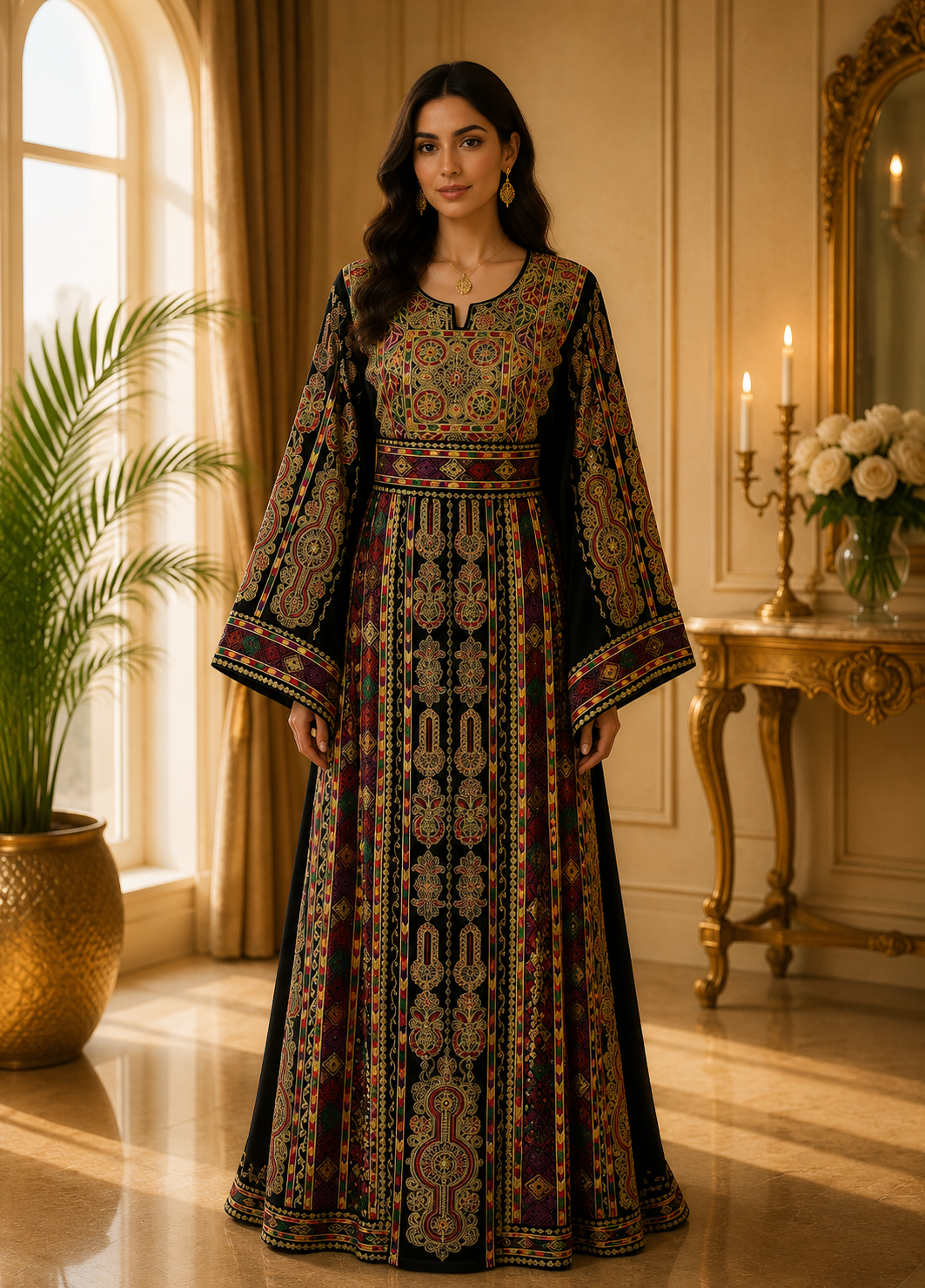 Dark Green Queen Qasab Embroidered Thobe
