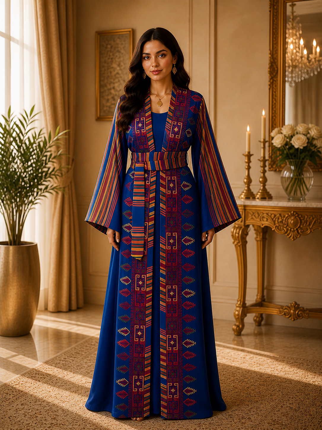 Majdal Heritage Embroidered Chiffon Piece - Cultural Grace