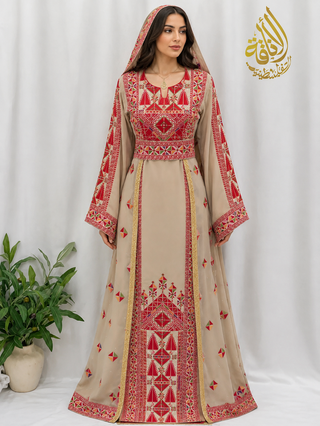 Falahi thoub with overskirt Embroidered Dress and khirka