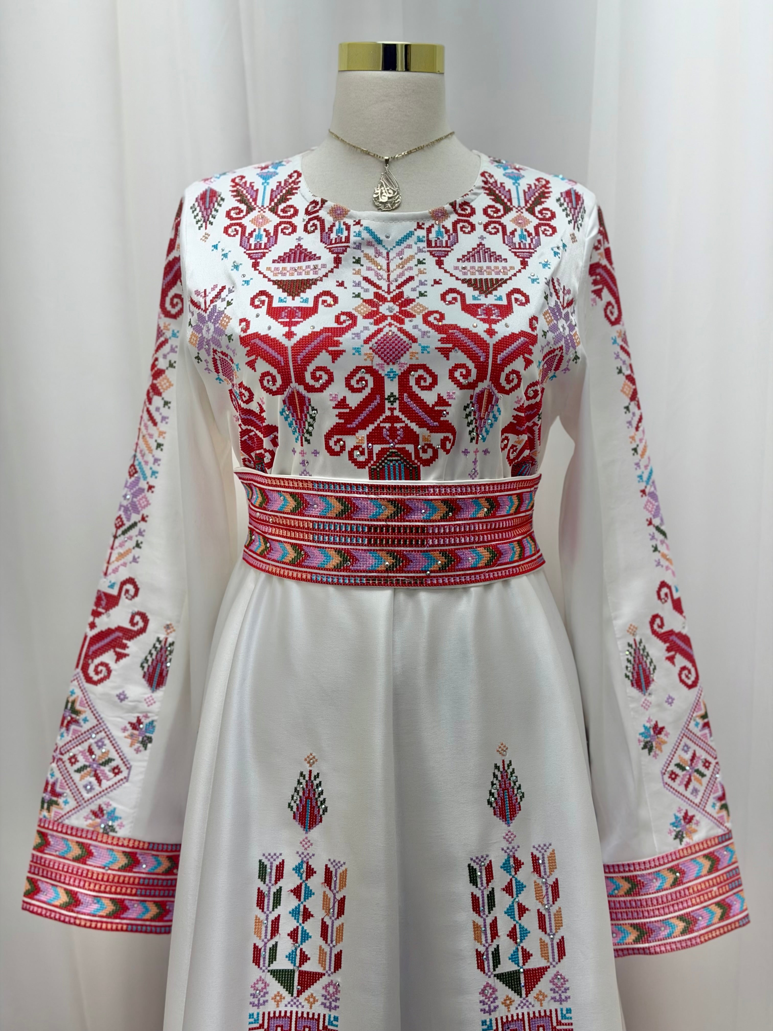 Hala Embroidered Satin Dress