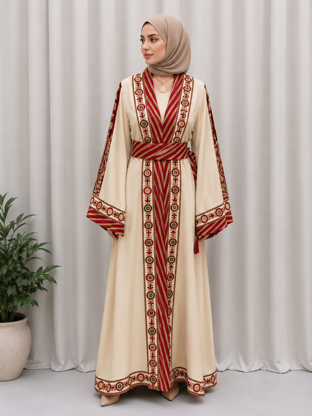 Areej Embroidered Kashmir Open Abaya - Elegance & Versatility