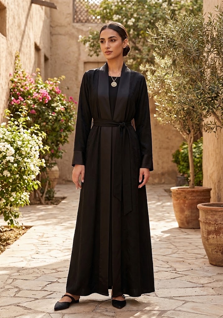 Floral Wave Satin Set Abaya