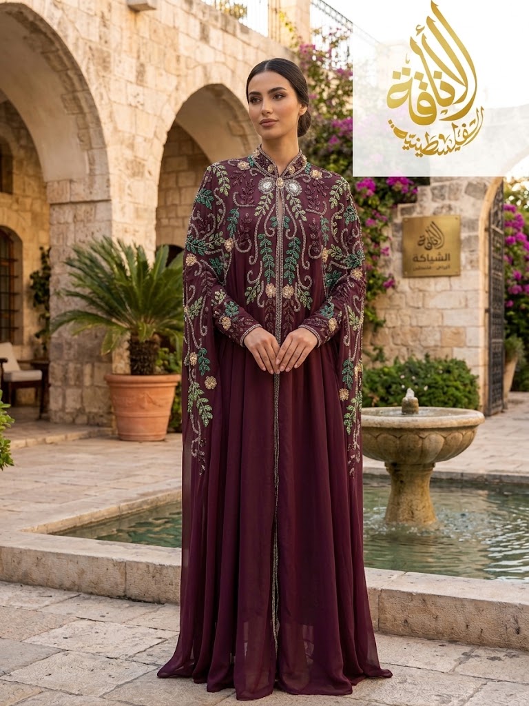 Mahogany Plum Luxury Bejeweled Cape Modest Fasion Stylish Dress For Women