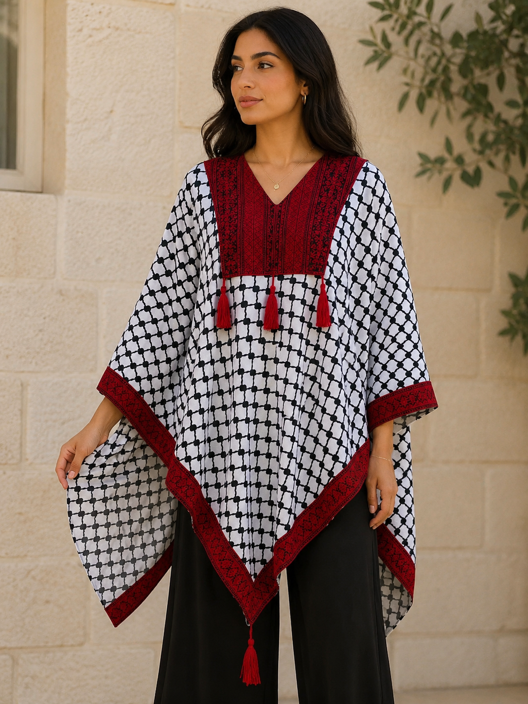 Kufiyah Embroidery Cape: Cultural Flair and Timeless Elegance
