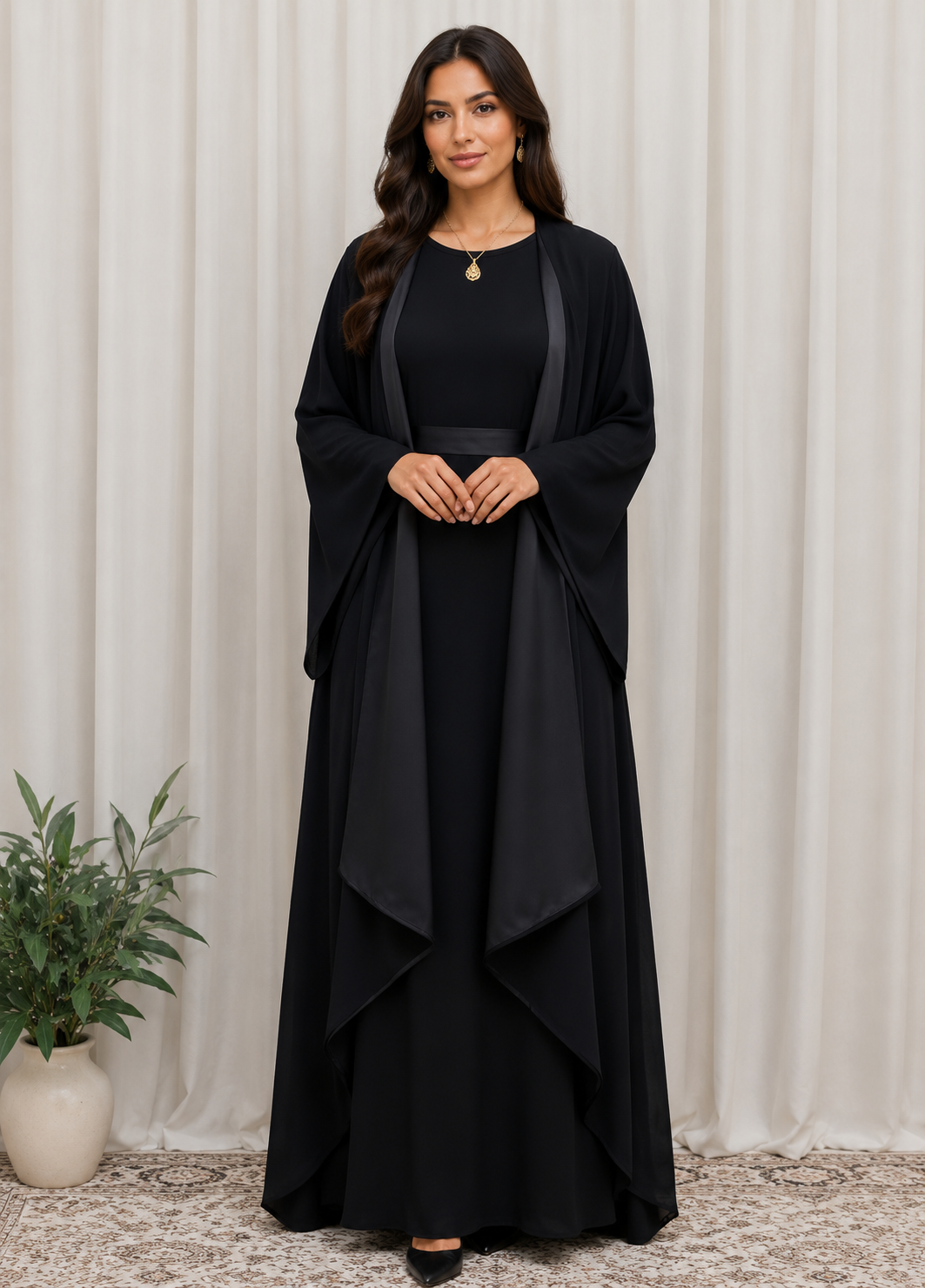 Reversible Satin-Crepe Abaya