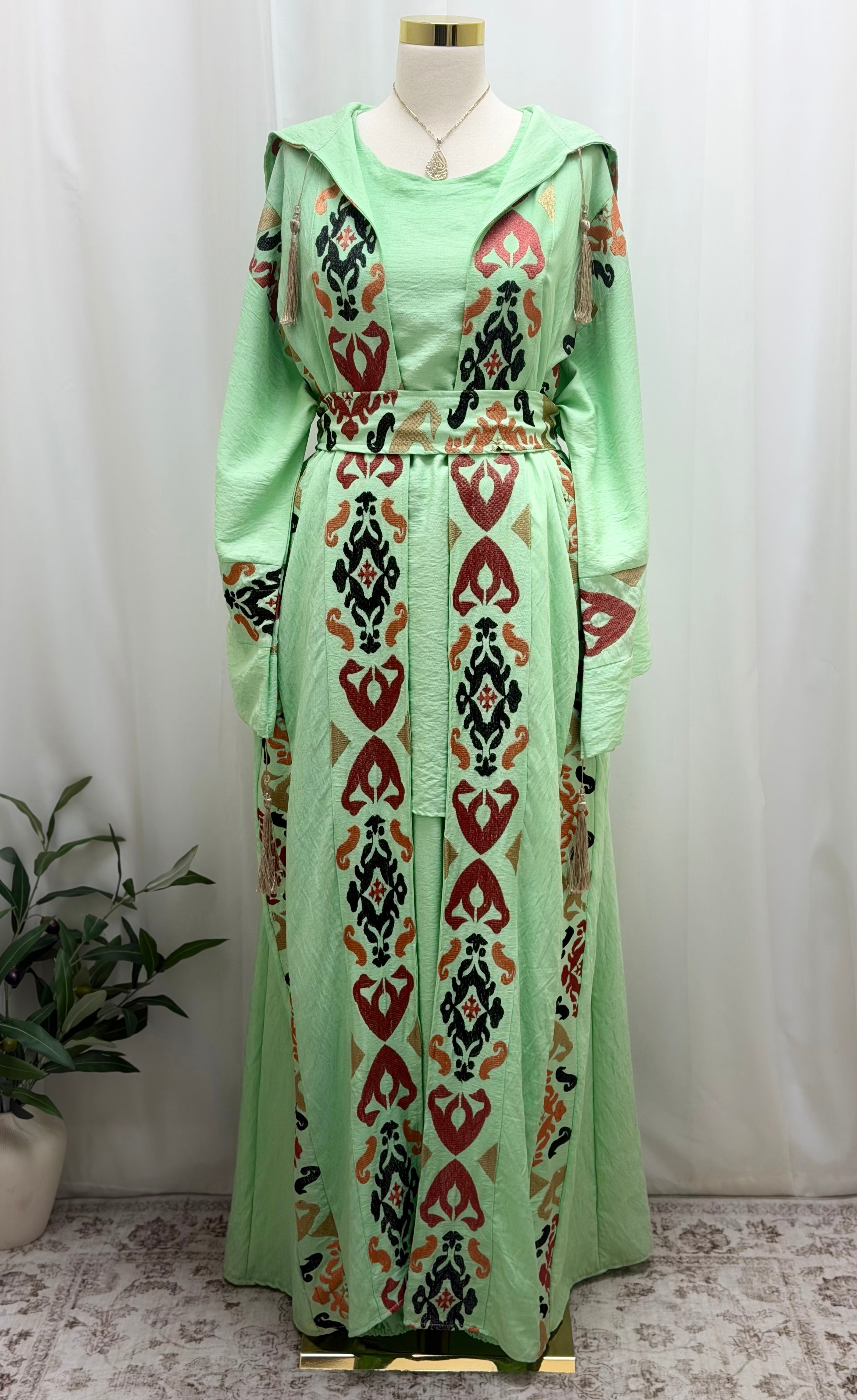 3-Piece Lightweight Soft Linen Women's Abaya Set - Modern and Comfortable Design