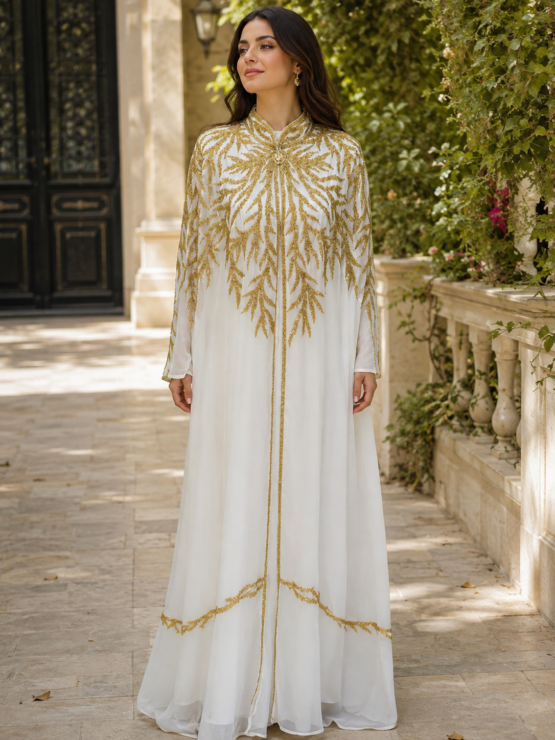 Traditional Embroidery Cape with Gold Detail