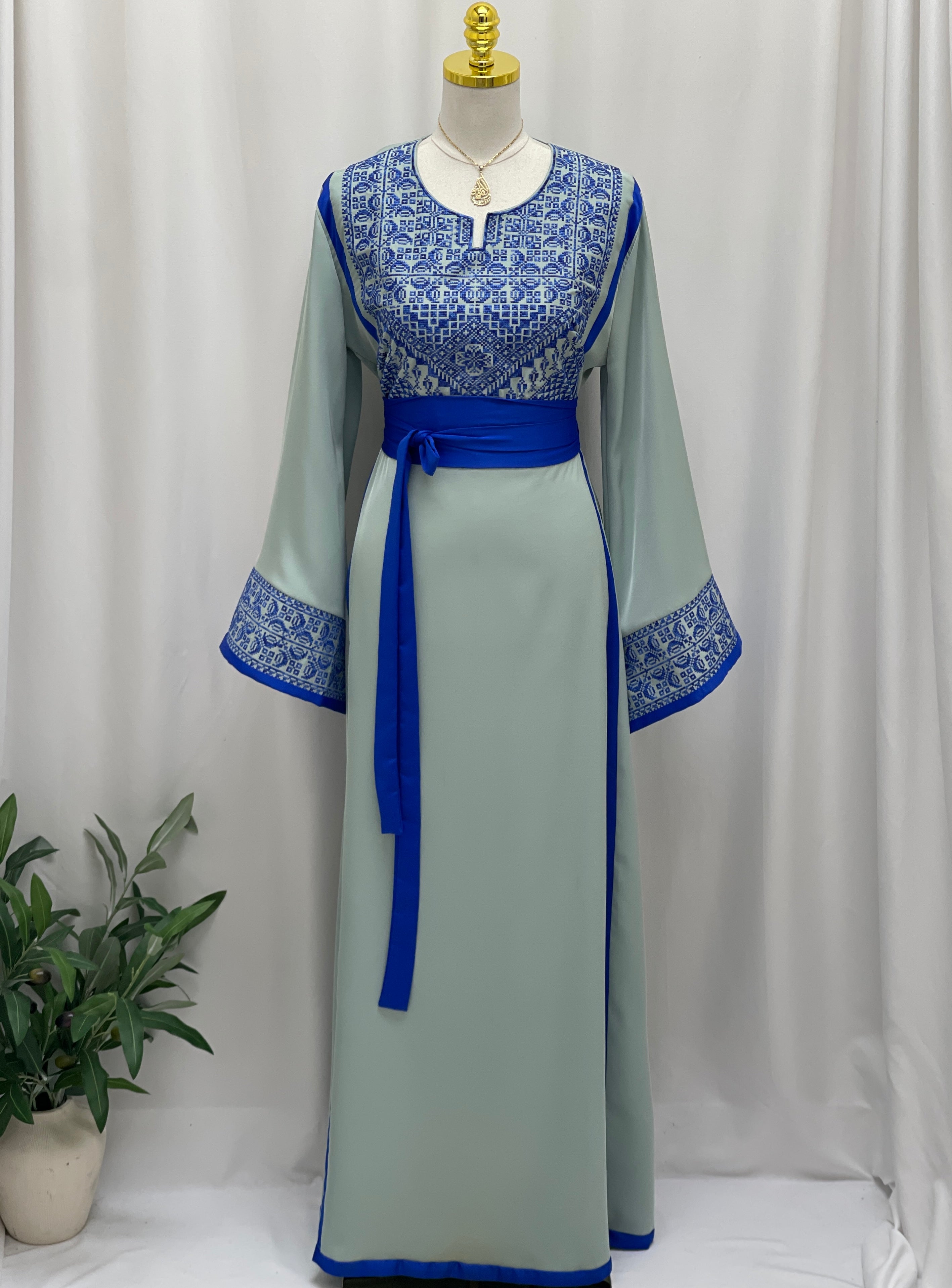 Ink Blue Embroidered Thoub