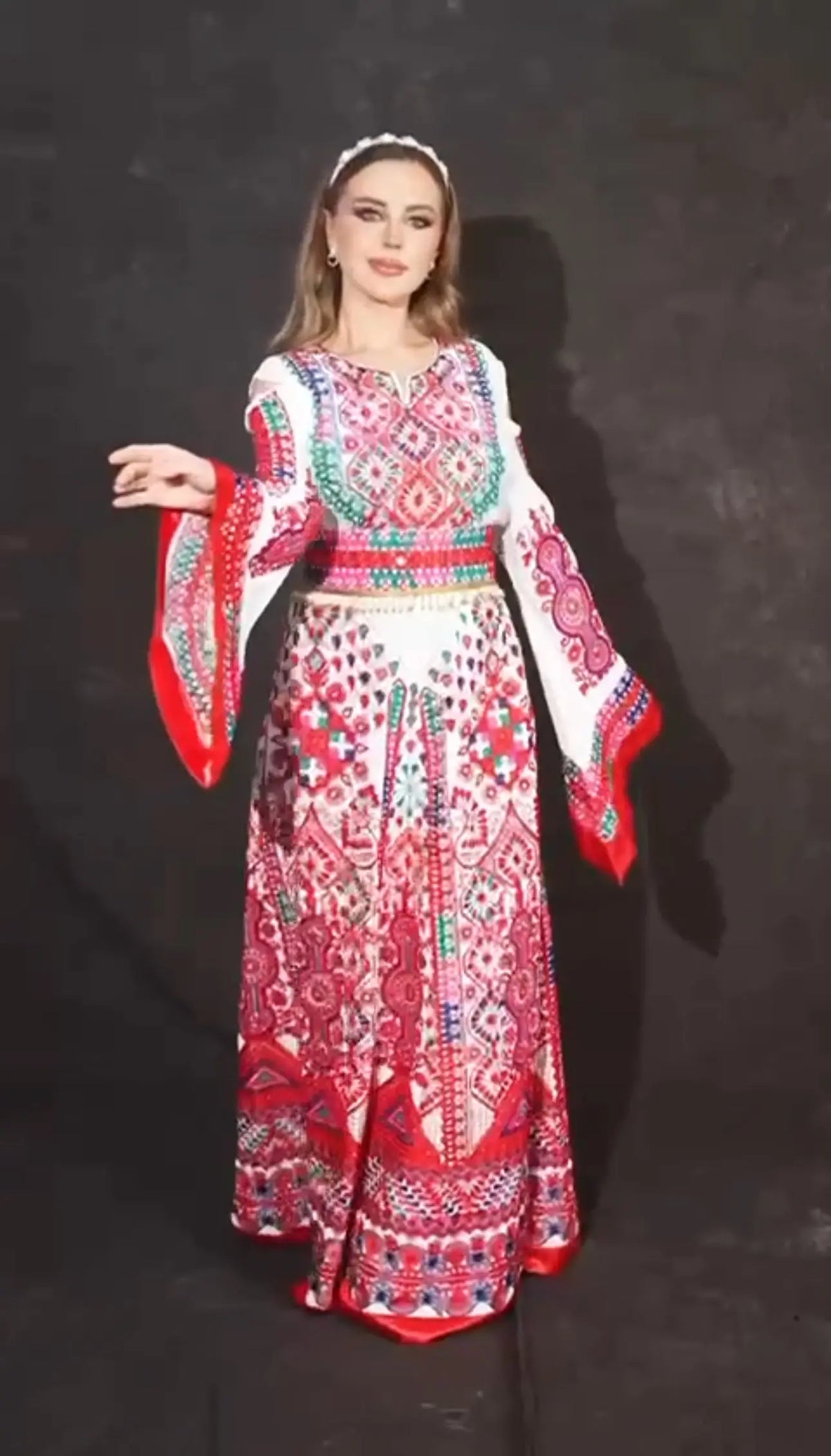 Palestinian Elegance - Modest Embroidery Design - Wedding & Party Dres