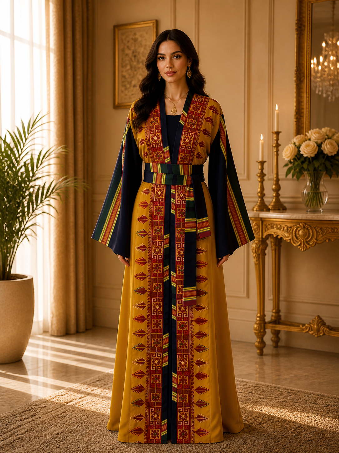 Majdal Heritage Embroidered Chiffon Piece - Cultural Grace