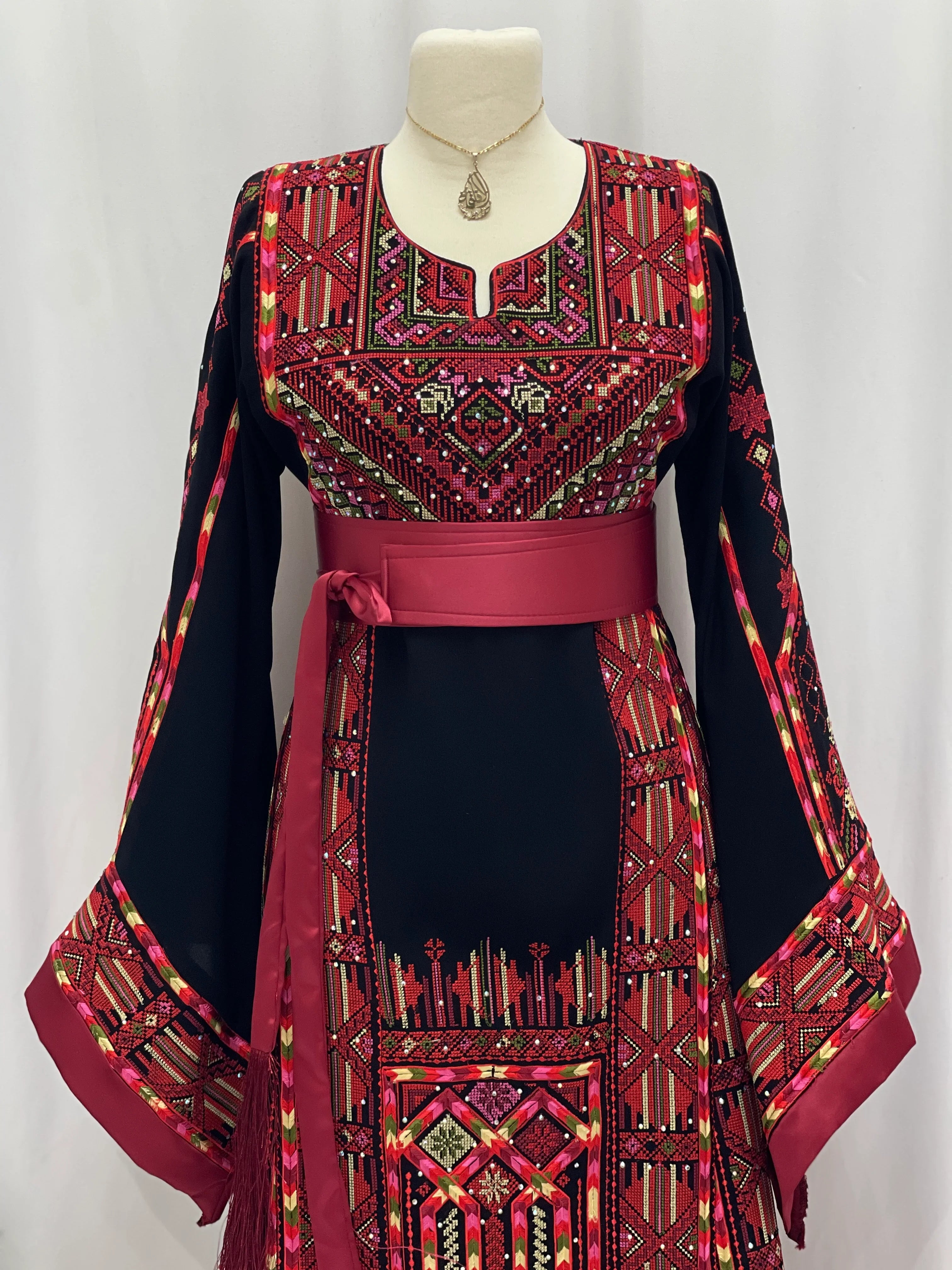 Layali Embroidered Palestinian Thobe – With Two Matching Belts” - Palestinian Elegance