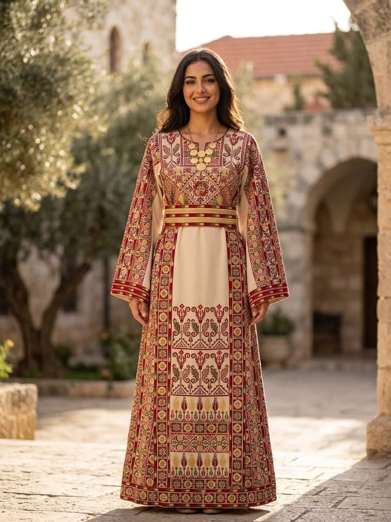 Yasmeen Embroidered With Gold Beads Thoub