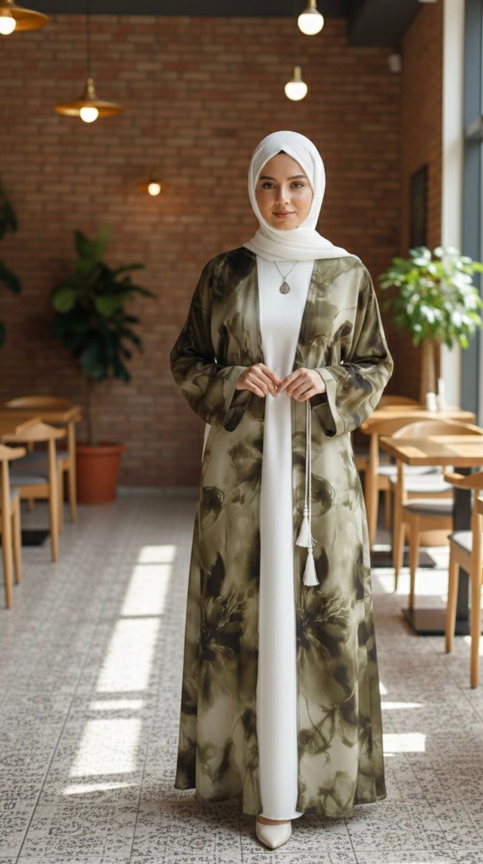 Cloud Marble 3-Piece Abaya Set