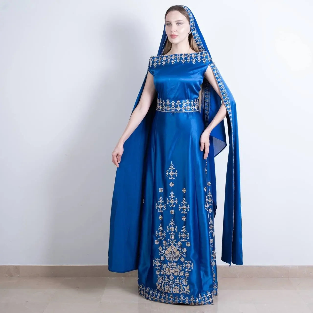 Modern Luxury: The Nada Embroidered Modern Thoub Palestinian Elegance