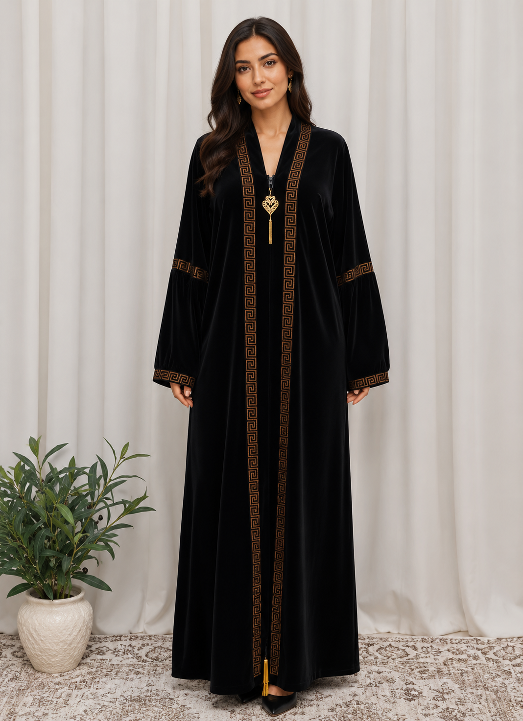 Aurelia Velvet Abaya-is a refined statement piece crafted from soft