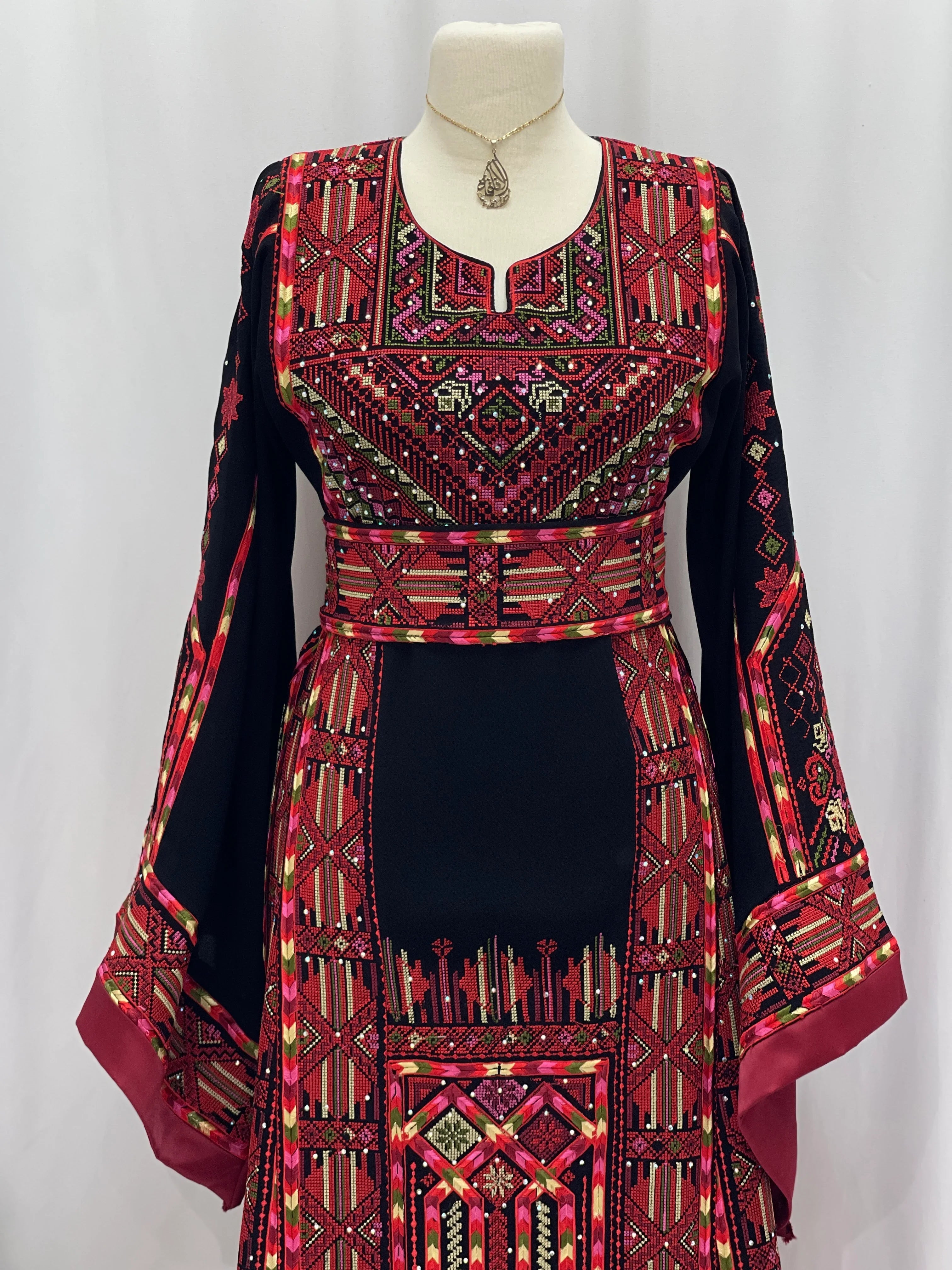 Layali Embroidered Palestinian Thobe – With Two Matching Belts” - Palestinian Elegance
