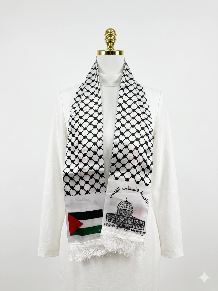 Bufanda palestina- Fabricada en seda - Estampado Al-Quds