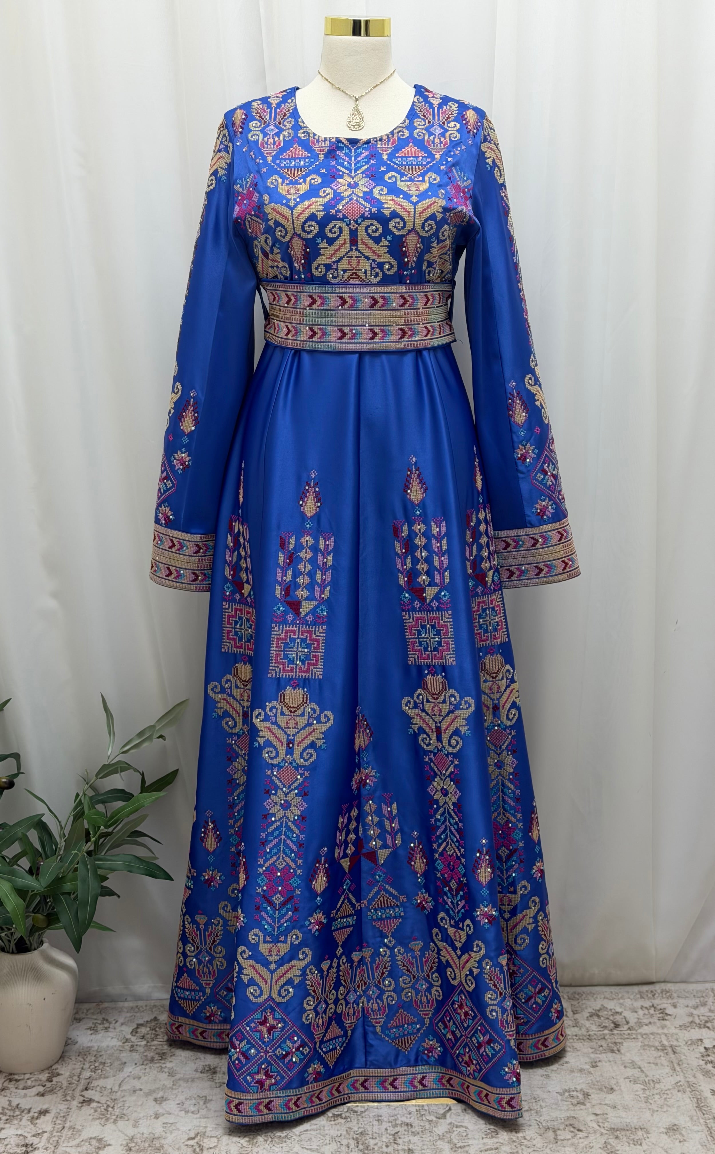 Hala Embroidered Satin Dress