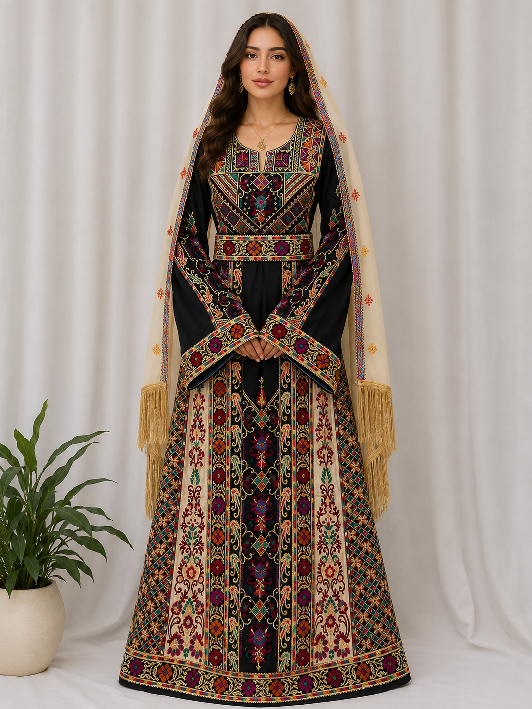 Timeless Elegance: New Black High Quality Embroidered Thoub