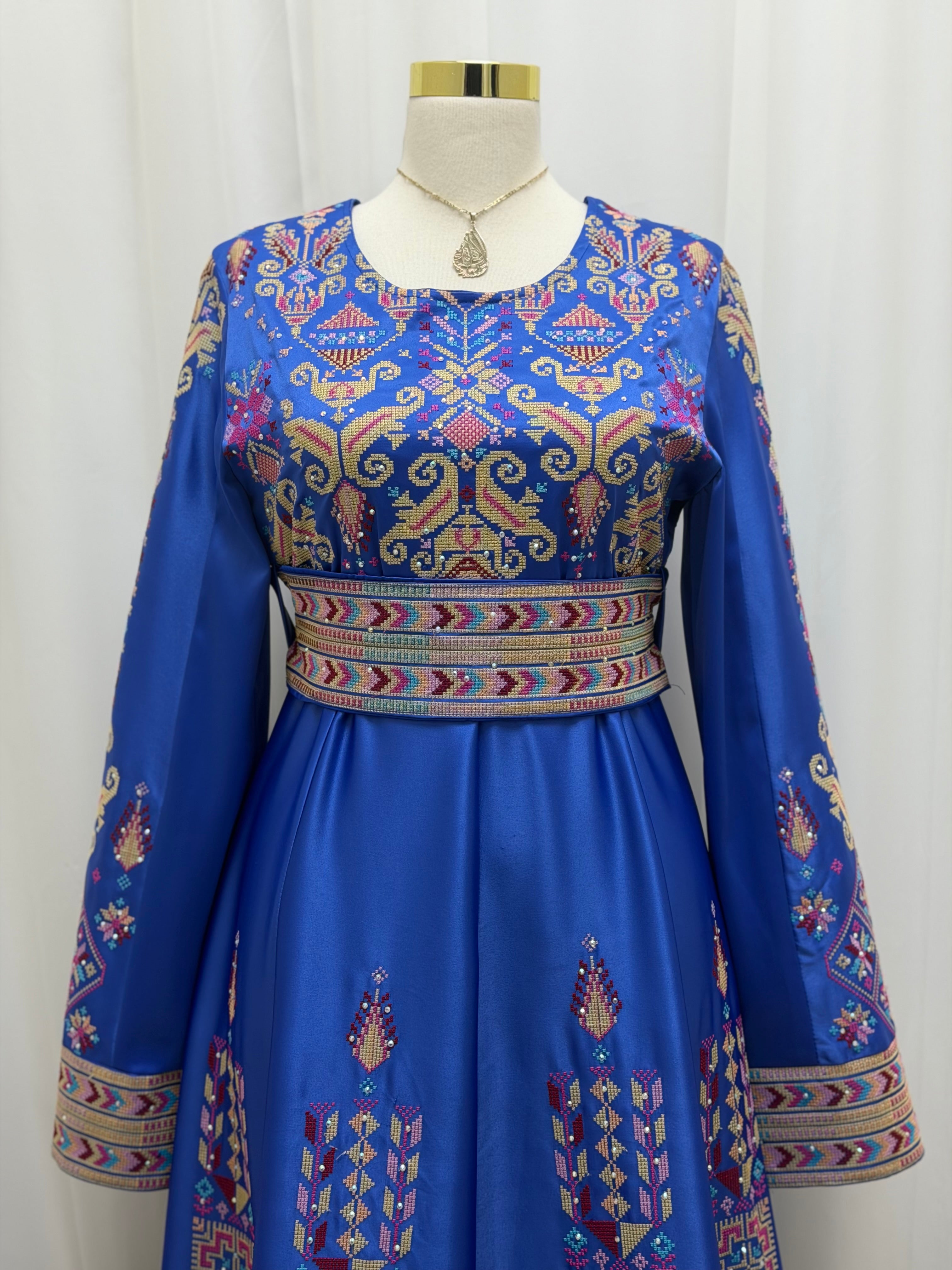 Hala Embroidered Satin Dress