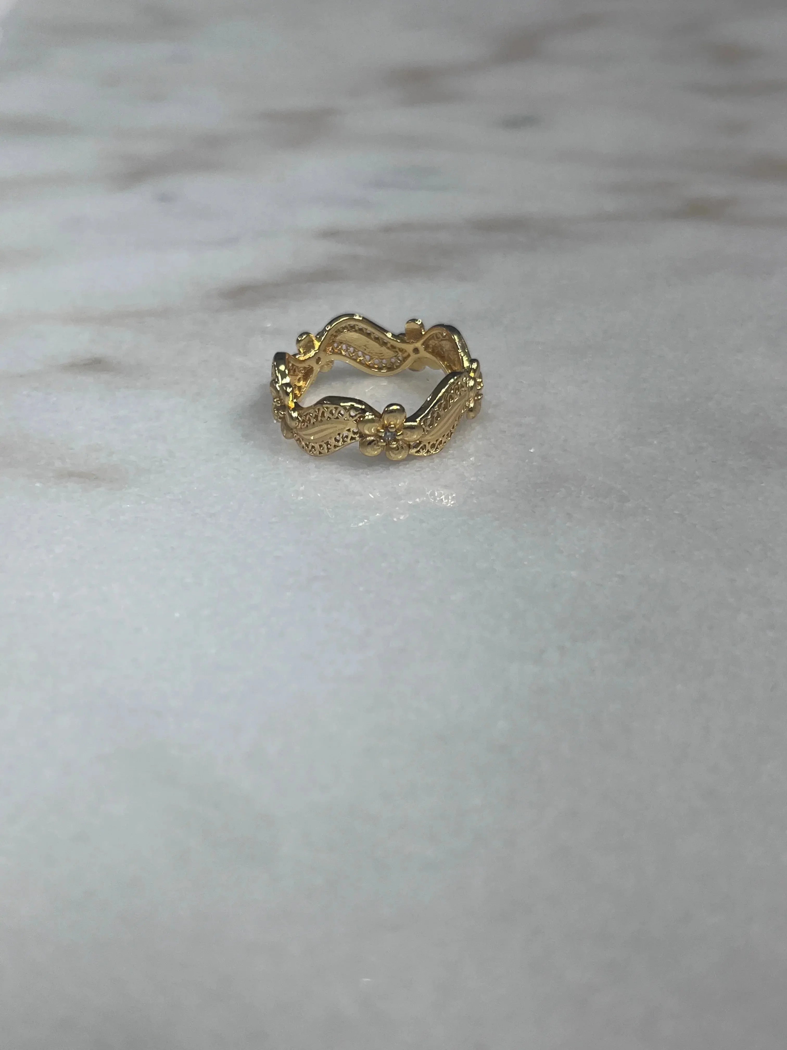 Palestinian Elegance imitated gold ring with intricate design, featuring Allah necklace gold jewelry style details