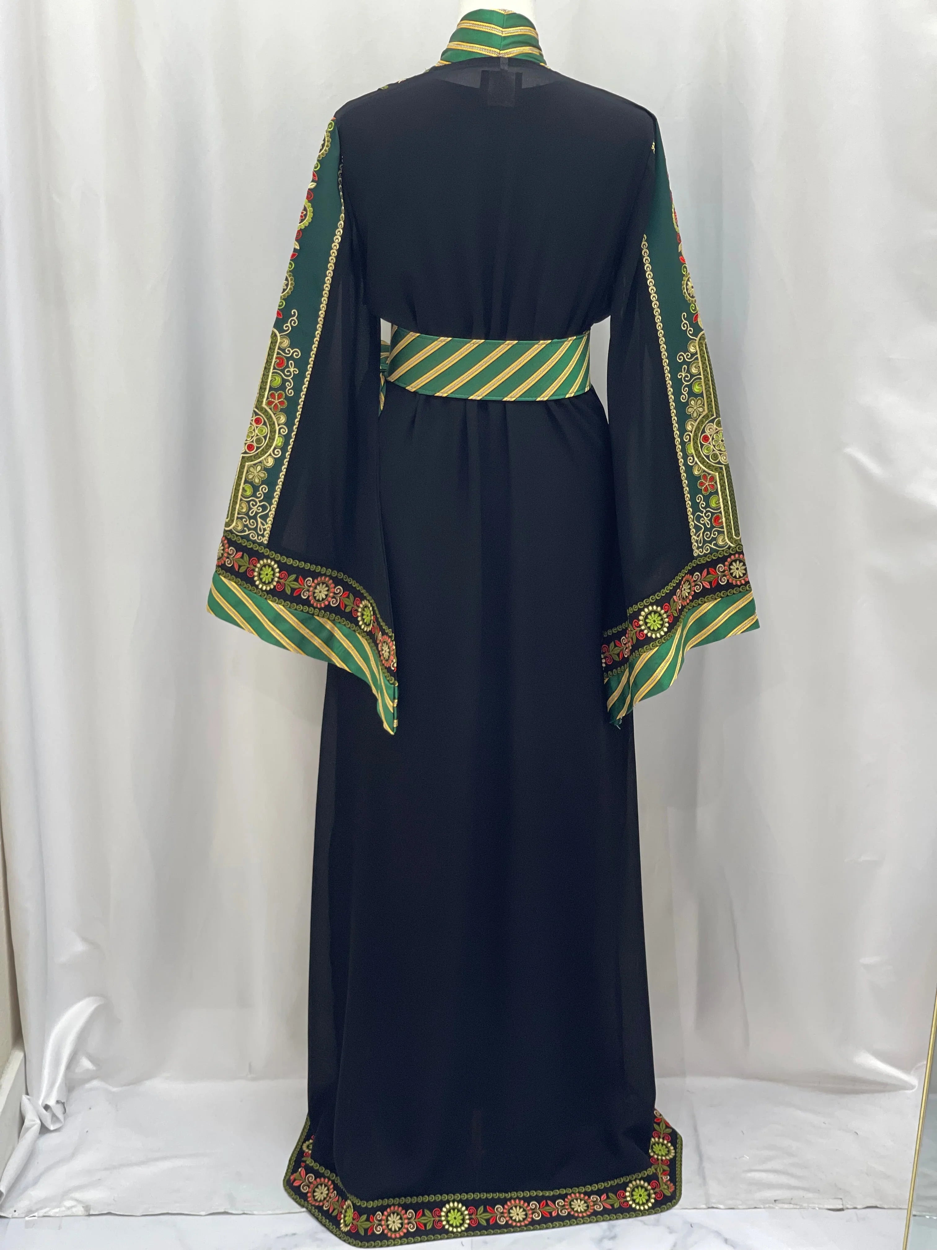 Areej Embroidered Kashmir Open Abaya - Elegance & Versatility - Palestinian Elegance