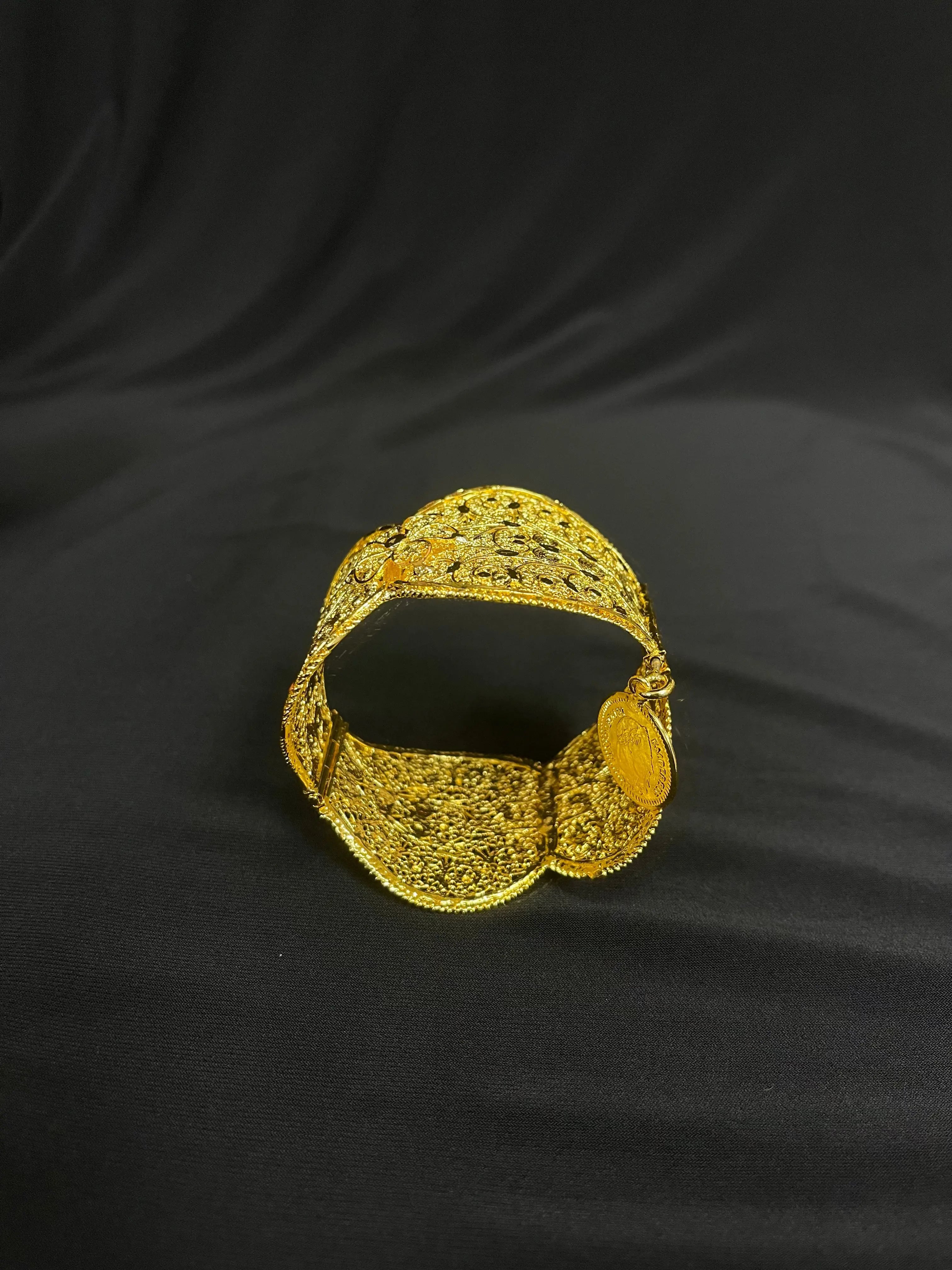 Lera Imitated Gold bracelet with intricate filigree design by Palestinian Elegance