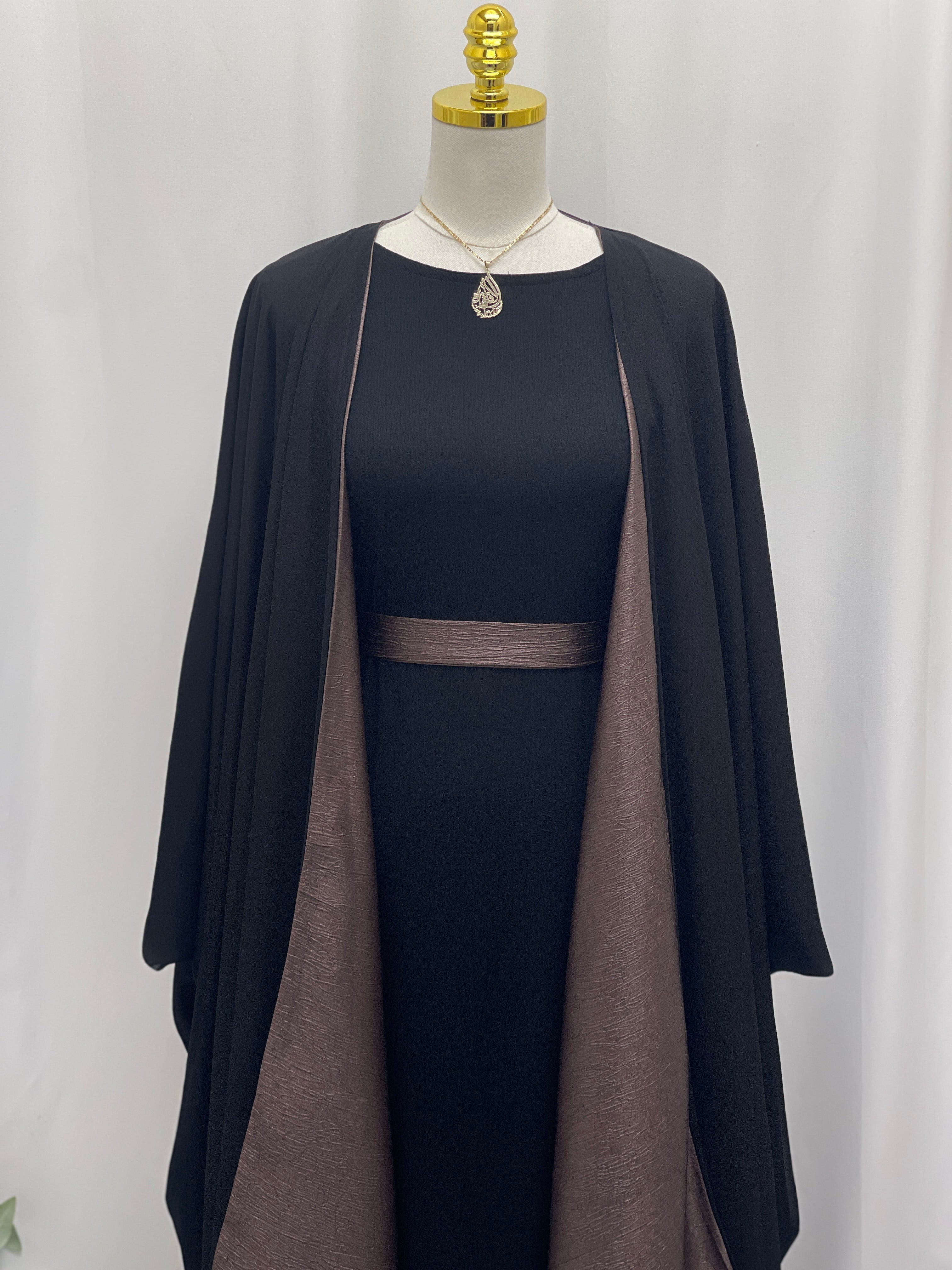 Reversible Satin-Crepe Abaya