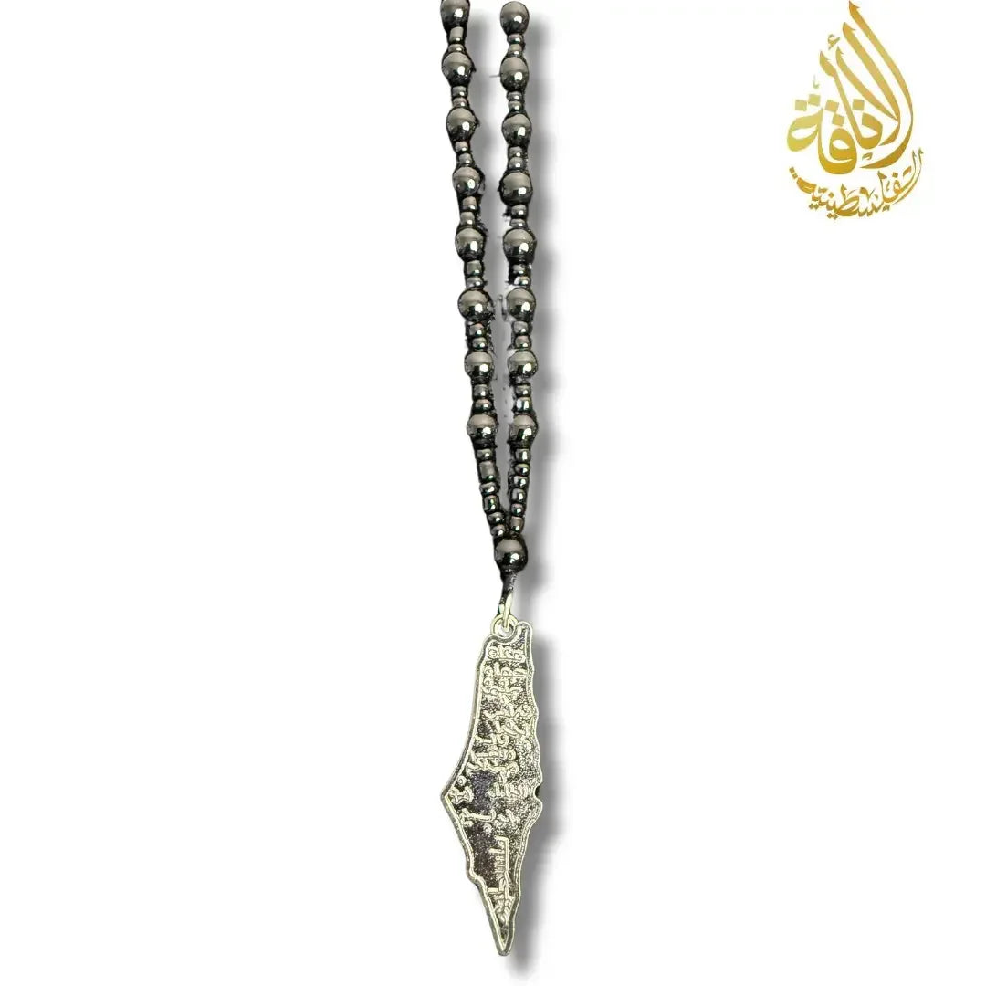 Black Beads Palestine Necklace Palestinian Elegance