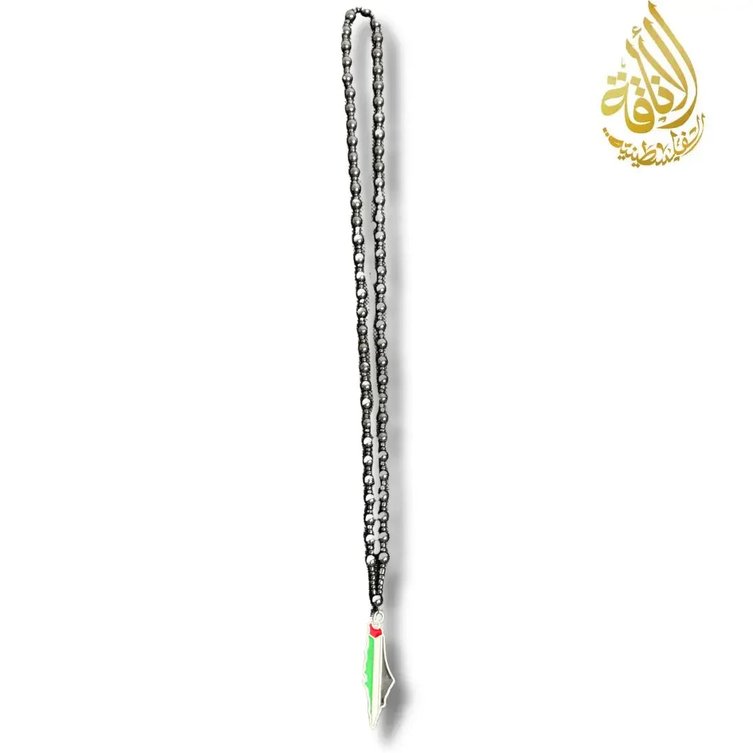 Black Beads Palestine Necklace Palestinian Elegance
