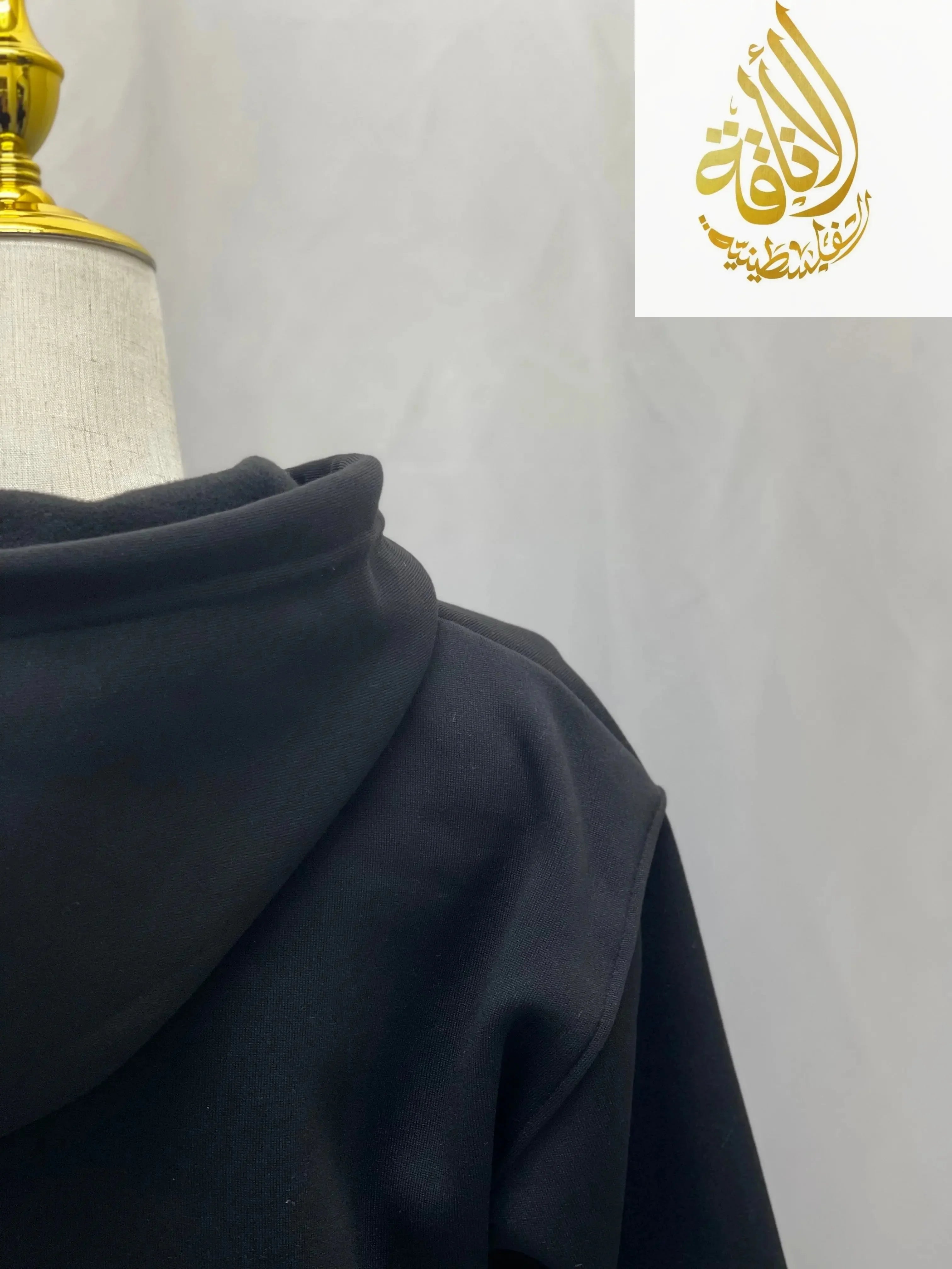 Black Hoodie with Embroidered Palestinian Flag Design Palestinian Elegance