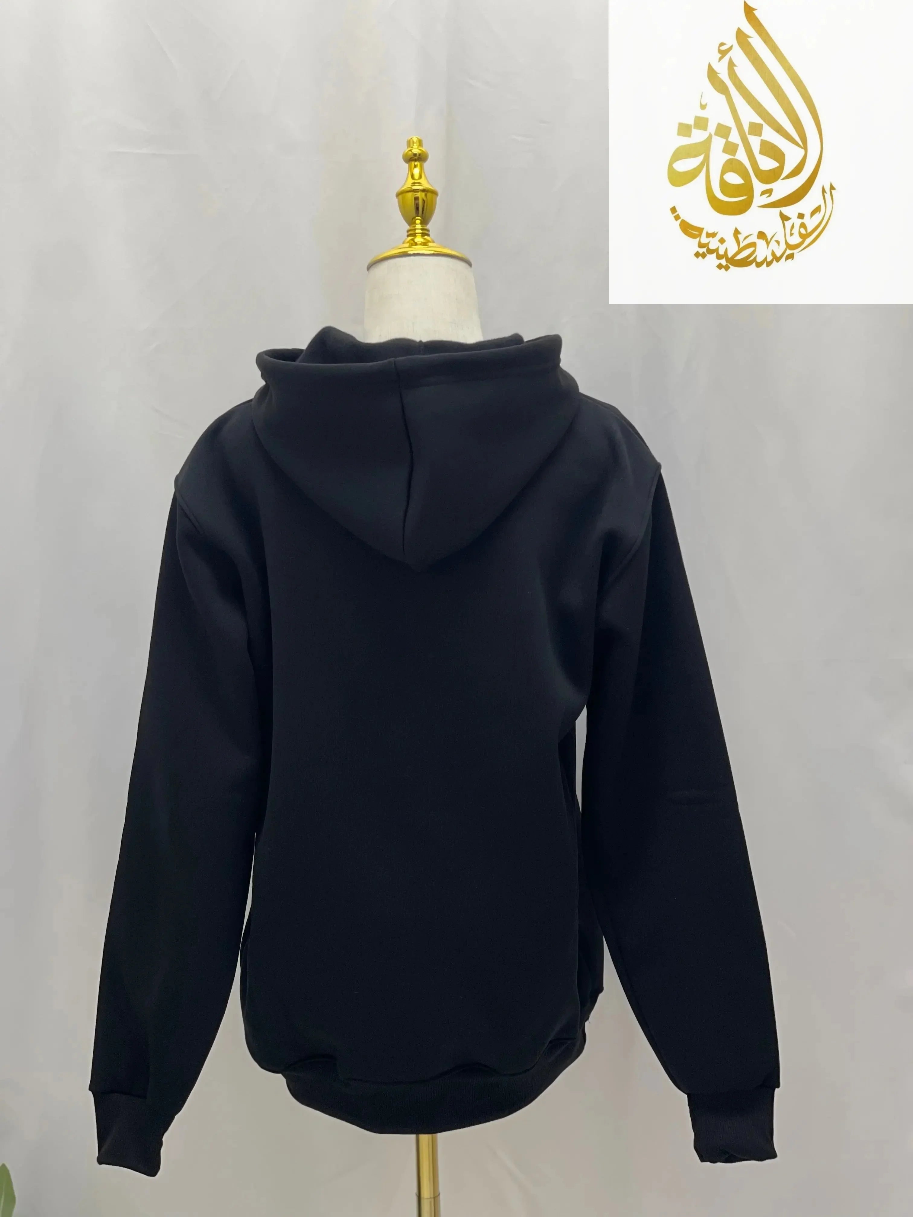 Black Hoodie with Embroidered Palestinian Flag Design Palestinian Elegance