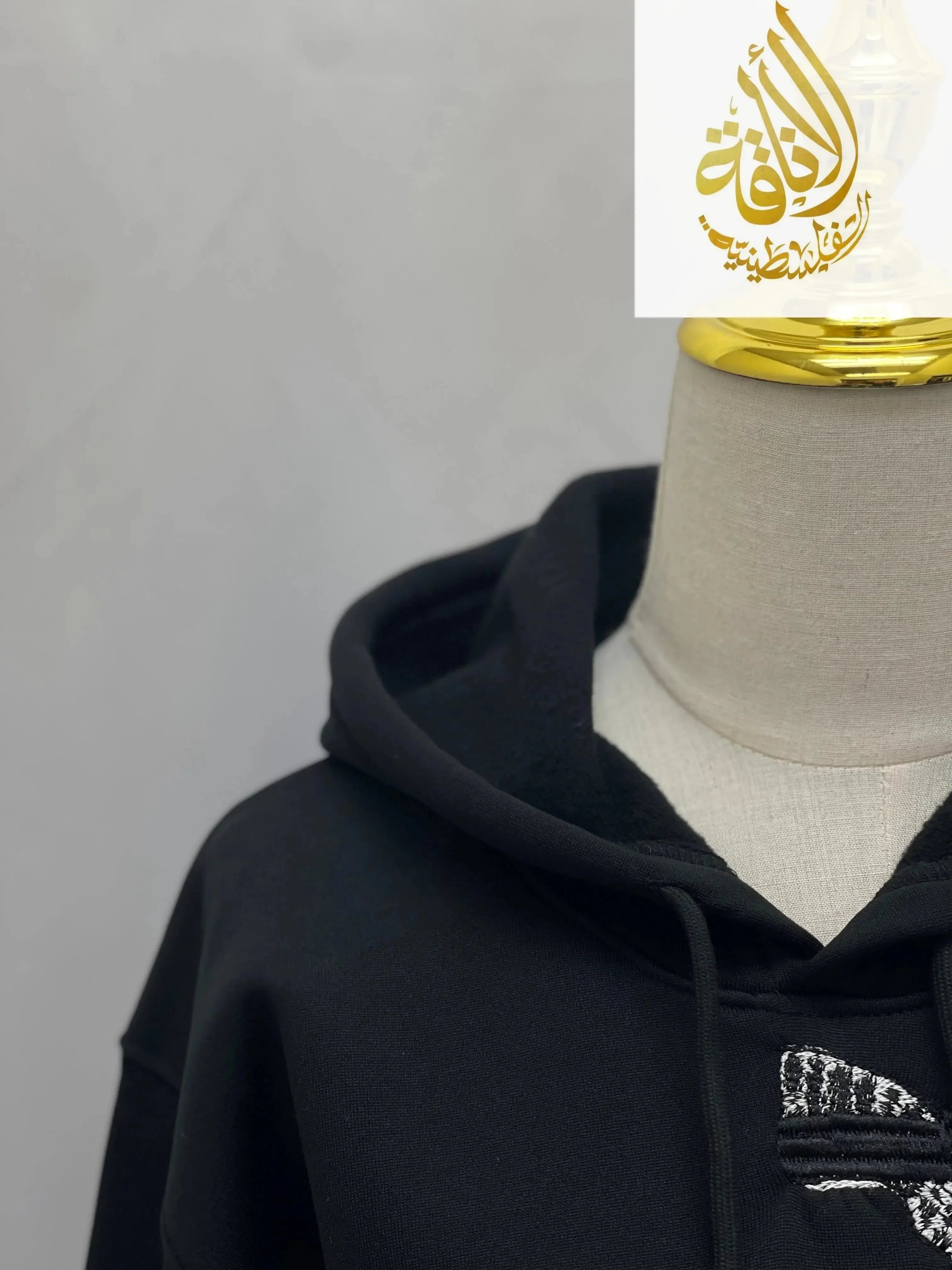 Black Kuffia Hoodie for Men - Stylish and Comfortable Left Side Design Palestinian Elegance