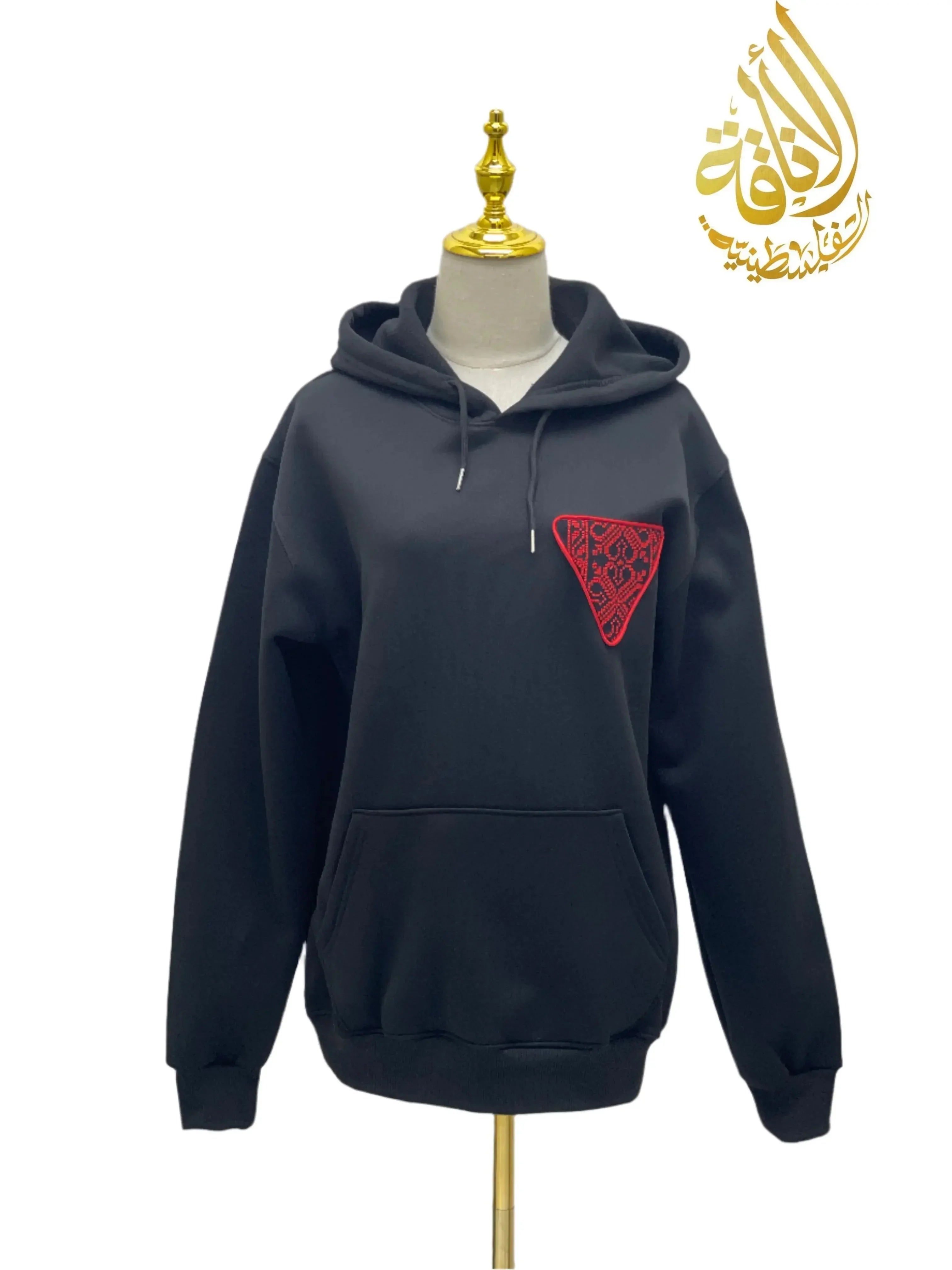 Black Triangle Tatreez Embroidered Hoodie Tradition Meets  display picture 2
